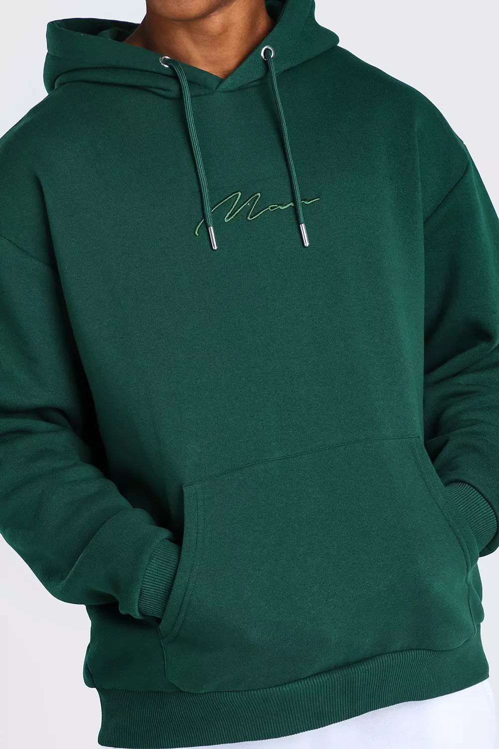 Man signature embroidered hoodie deals