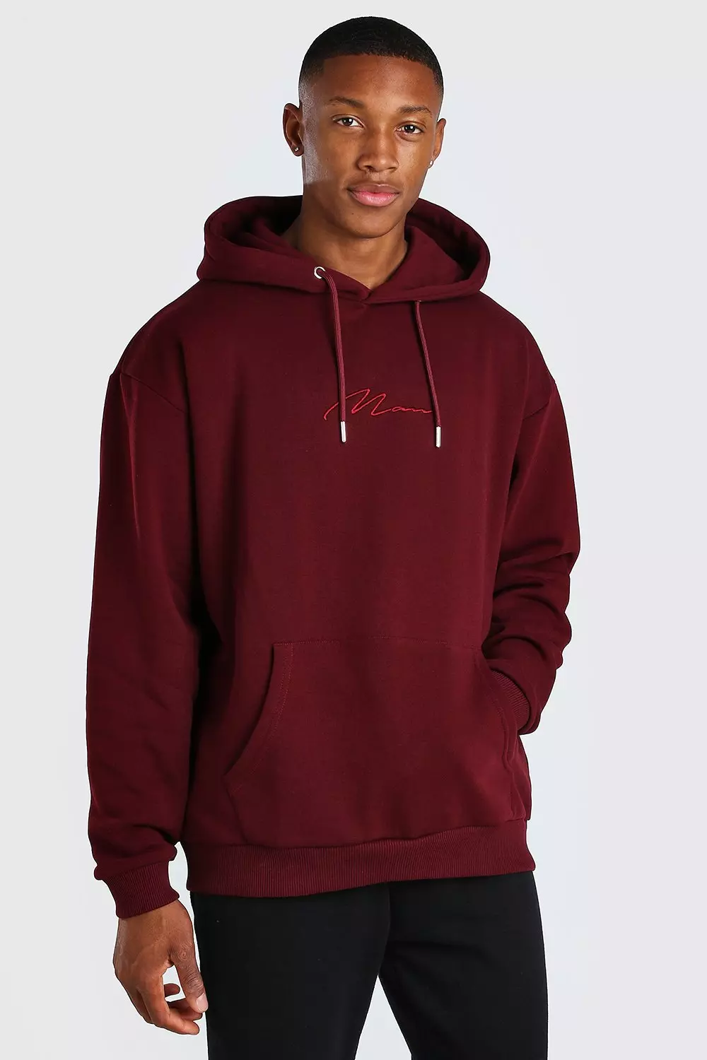 Boohooman red hoodie hotsell