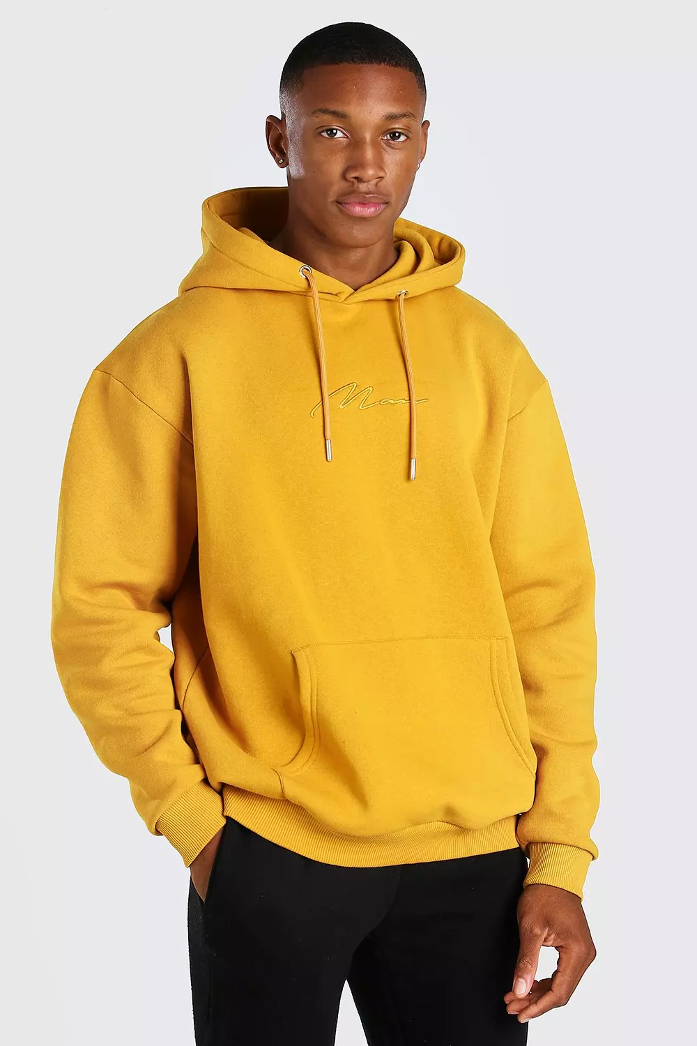 MAN Signature Embroidered Hoodie boohooMAN UK