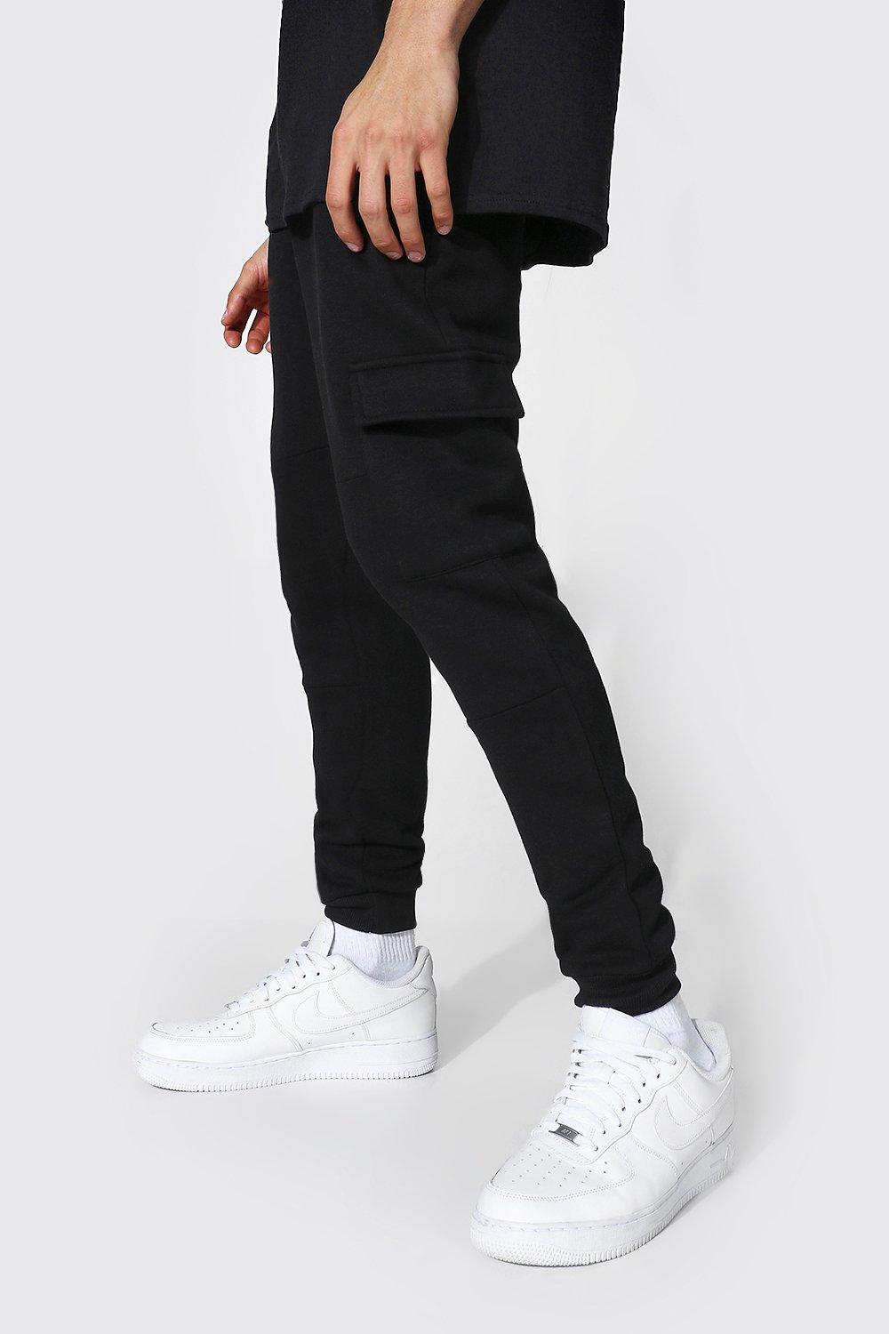 Mens black joggers skinny sale