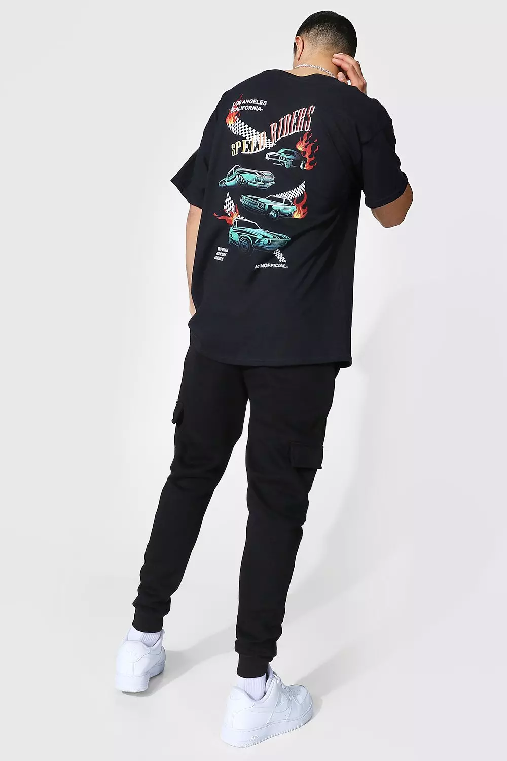Black Skinny Fit Panelled Cargo Joggers alternative image