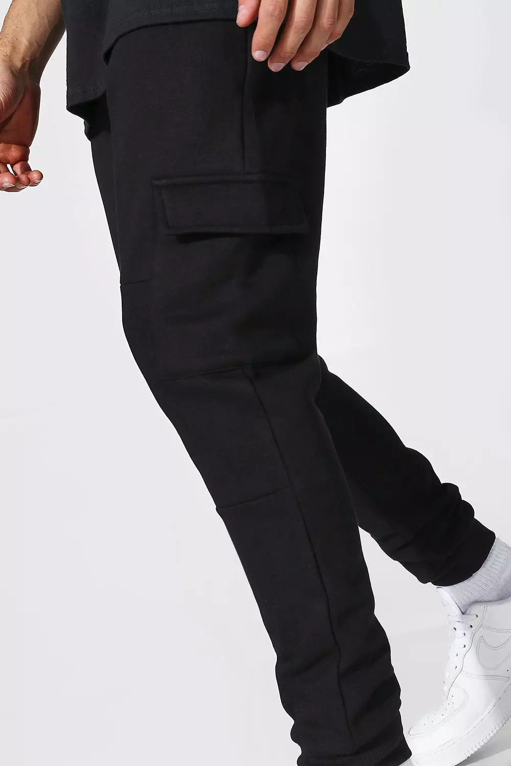 Black Skinny Fit Panelled Cargo Joggers alternative image