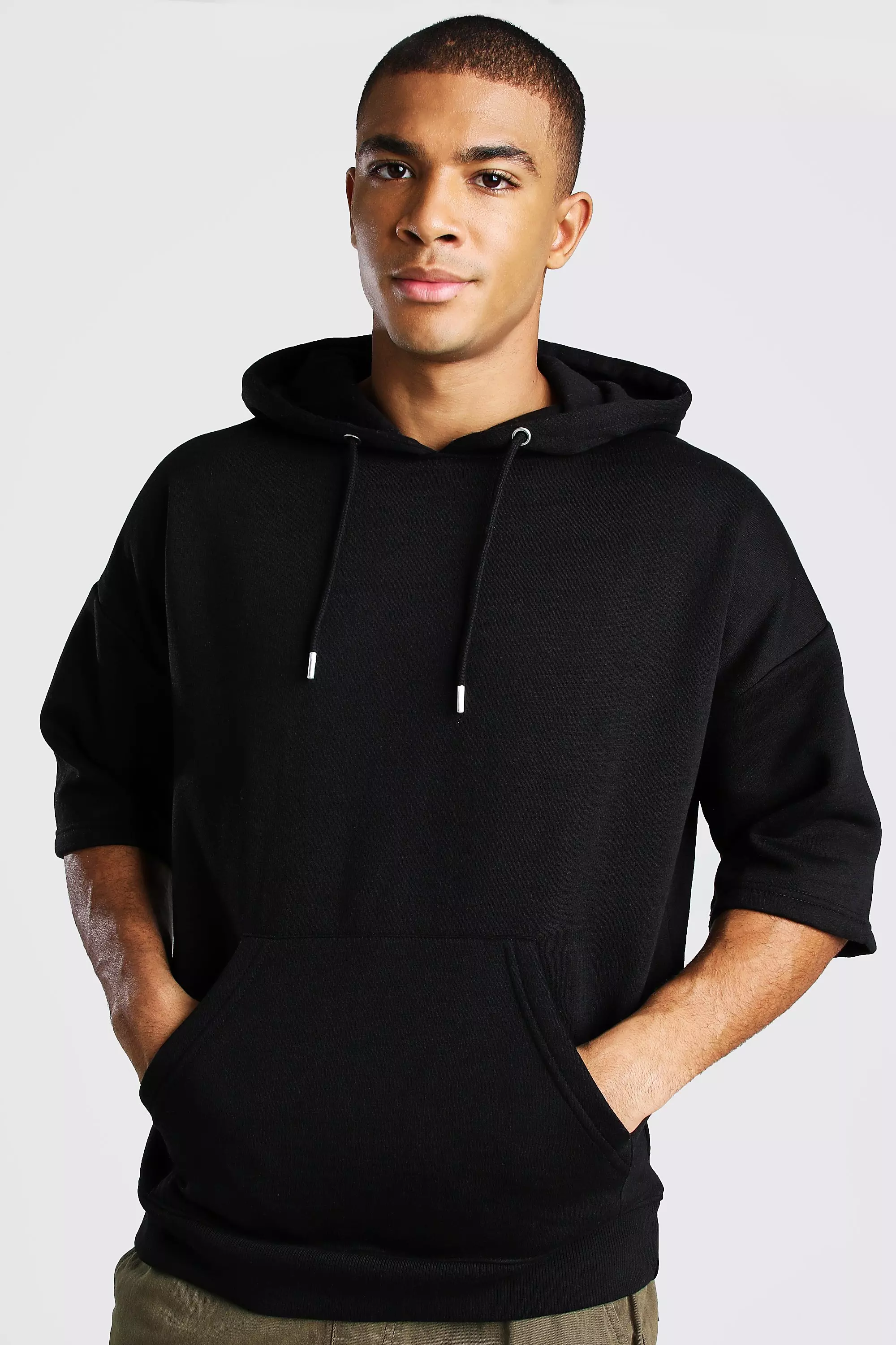 Short sleeve hoodie with pockets sale