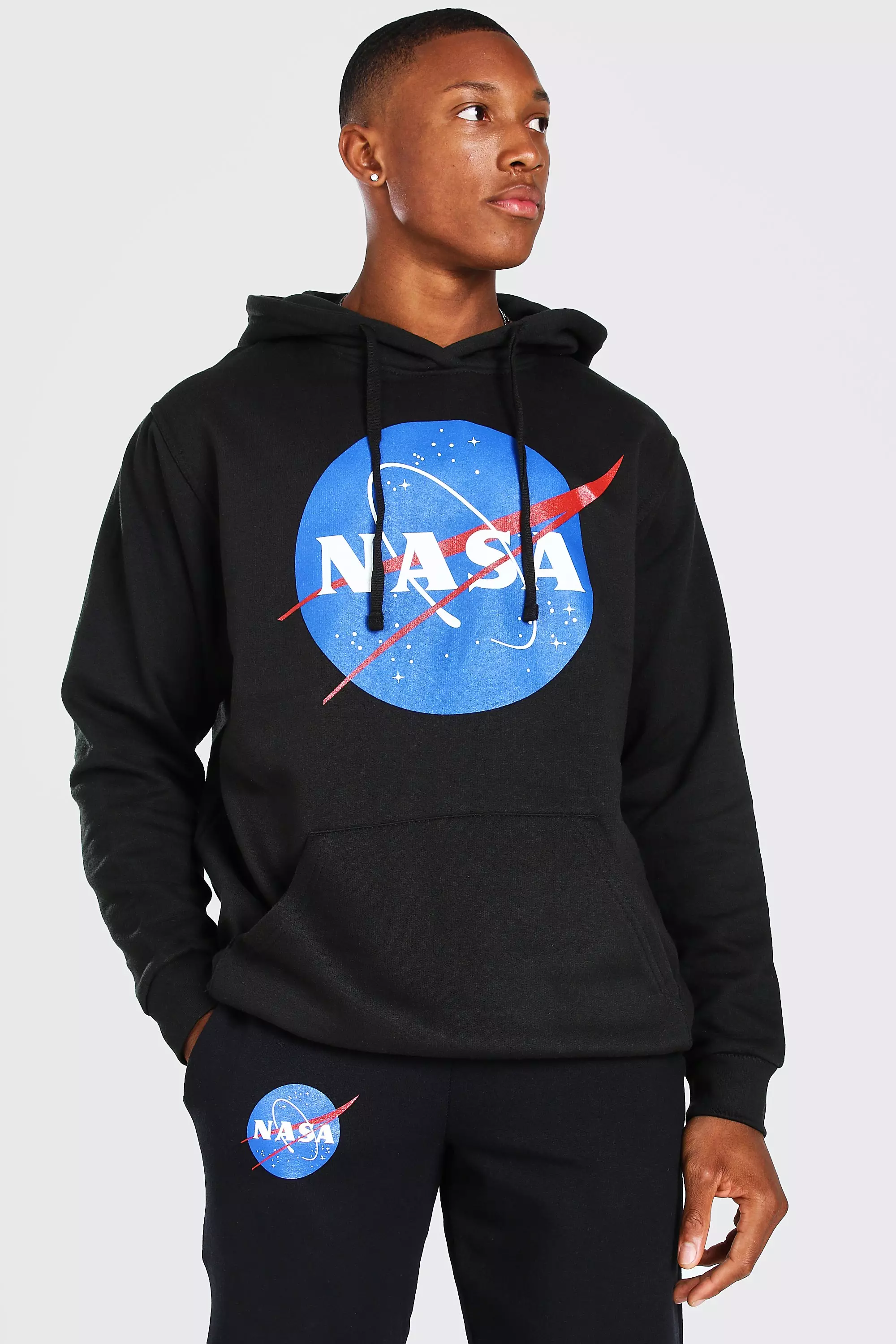 Oversized NASA Space Logo Print License Hoodie boohooMAN IE