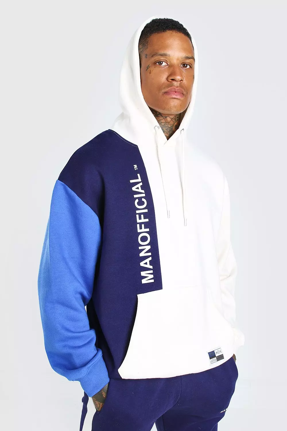 MAN Official Oversized Colour Block Hoodie boohooMAN IE
