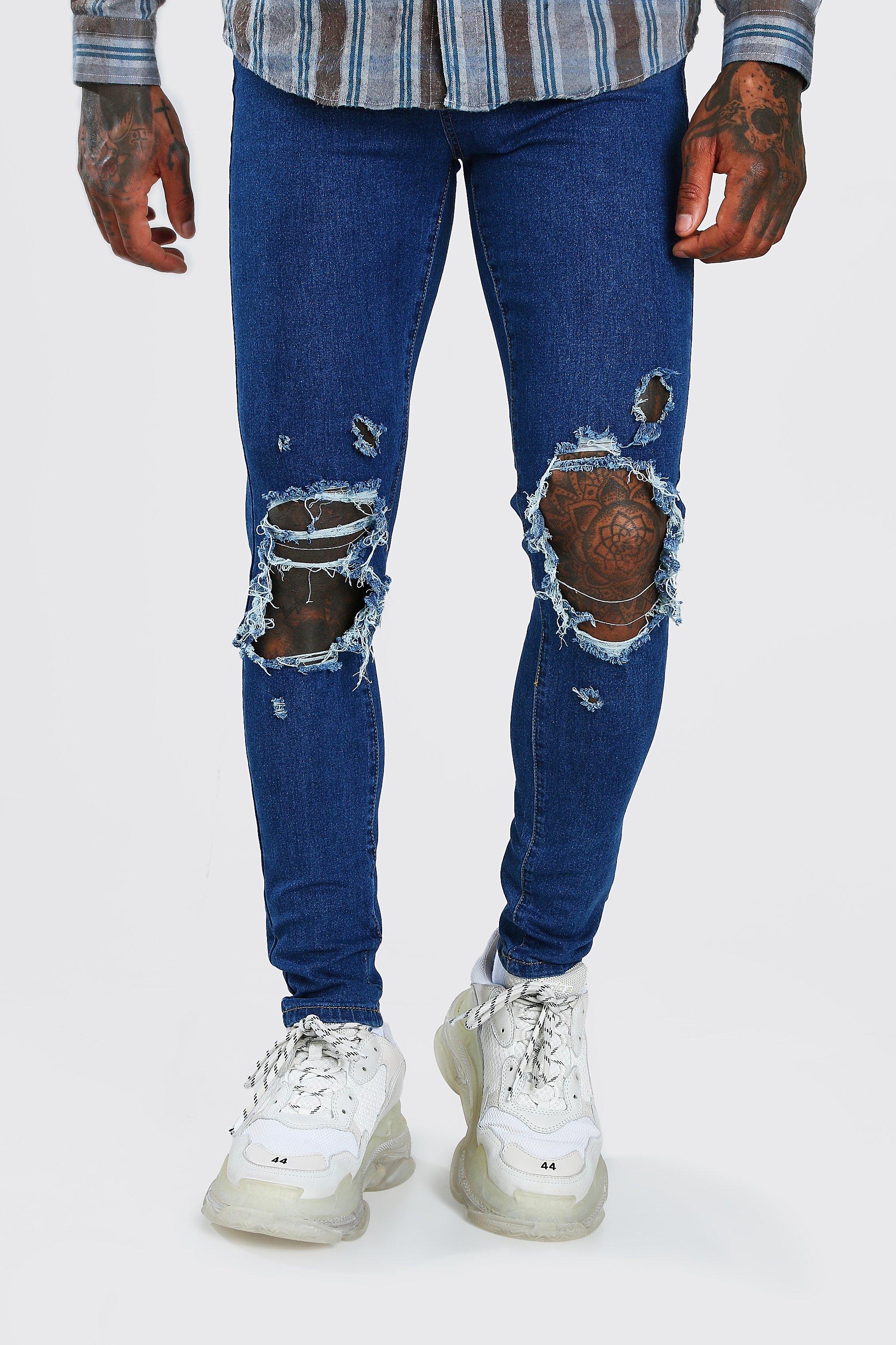 snorkel Oordeel Besnoeiing Super Skinny Jeans With Distressing | boohooMAN USA