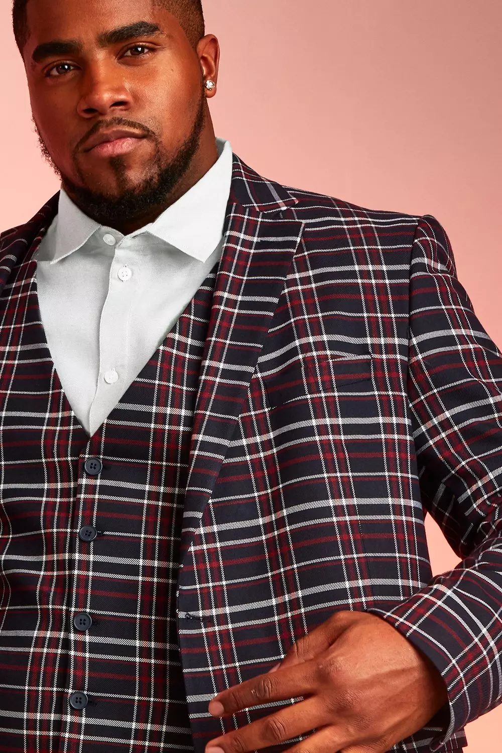 Plus Size Skinny Fit Tartan Check Blazer boohooMAN