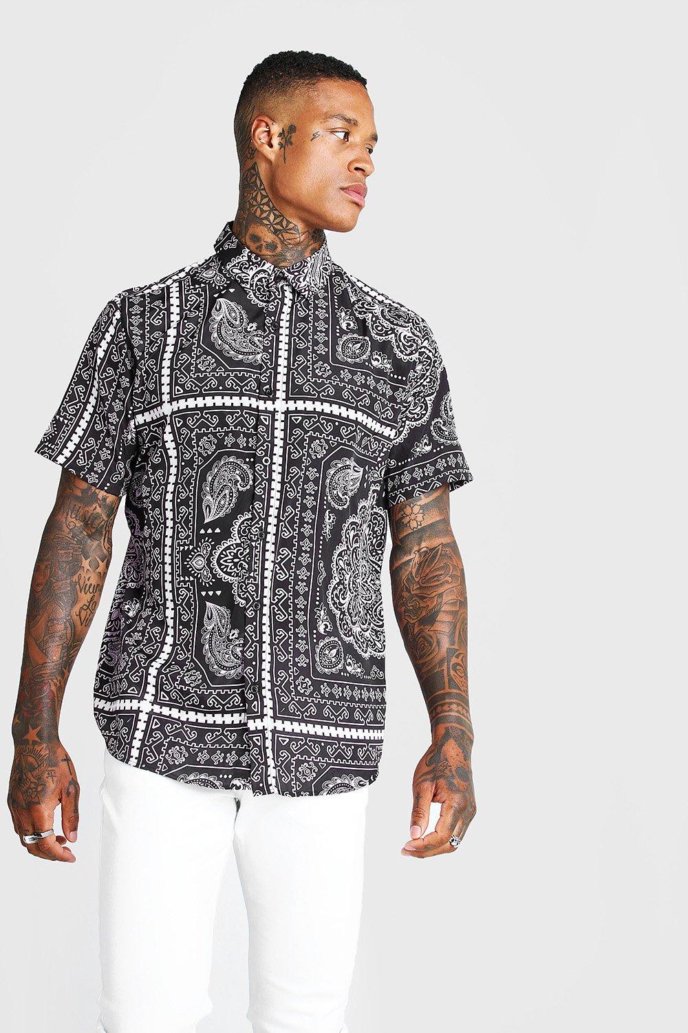 Short Sleeve Bandana Print Shirt