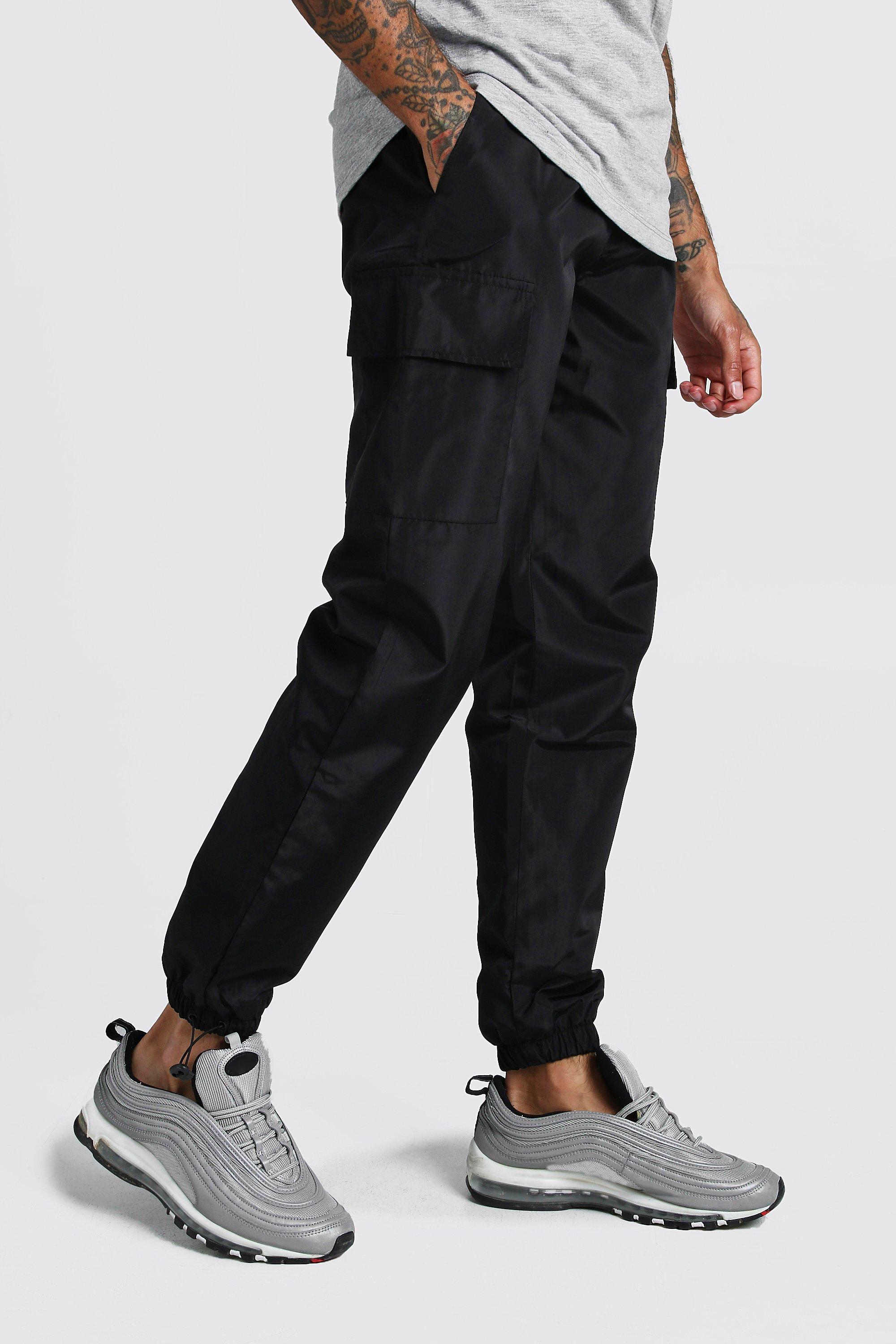 Nylon Cargo Joggers With Bungee Hem