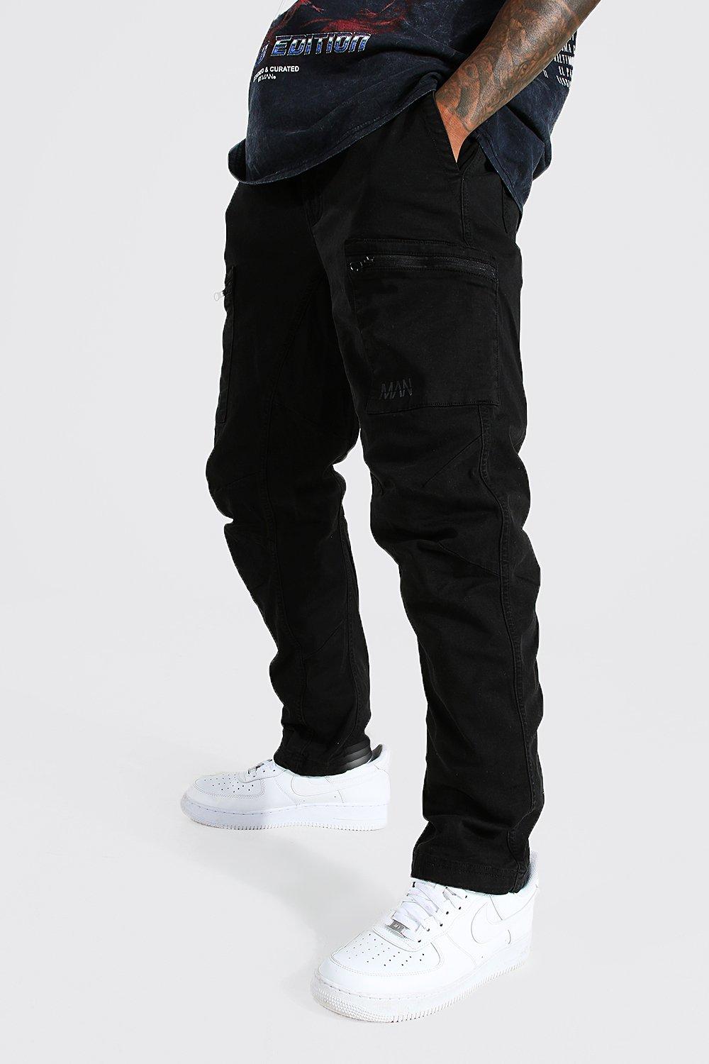 boohooMAN Men's Relaxed 3D Pocket Cargo Pants