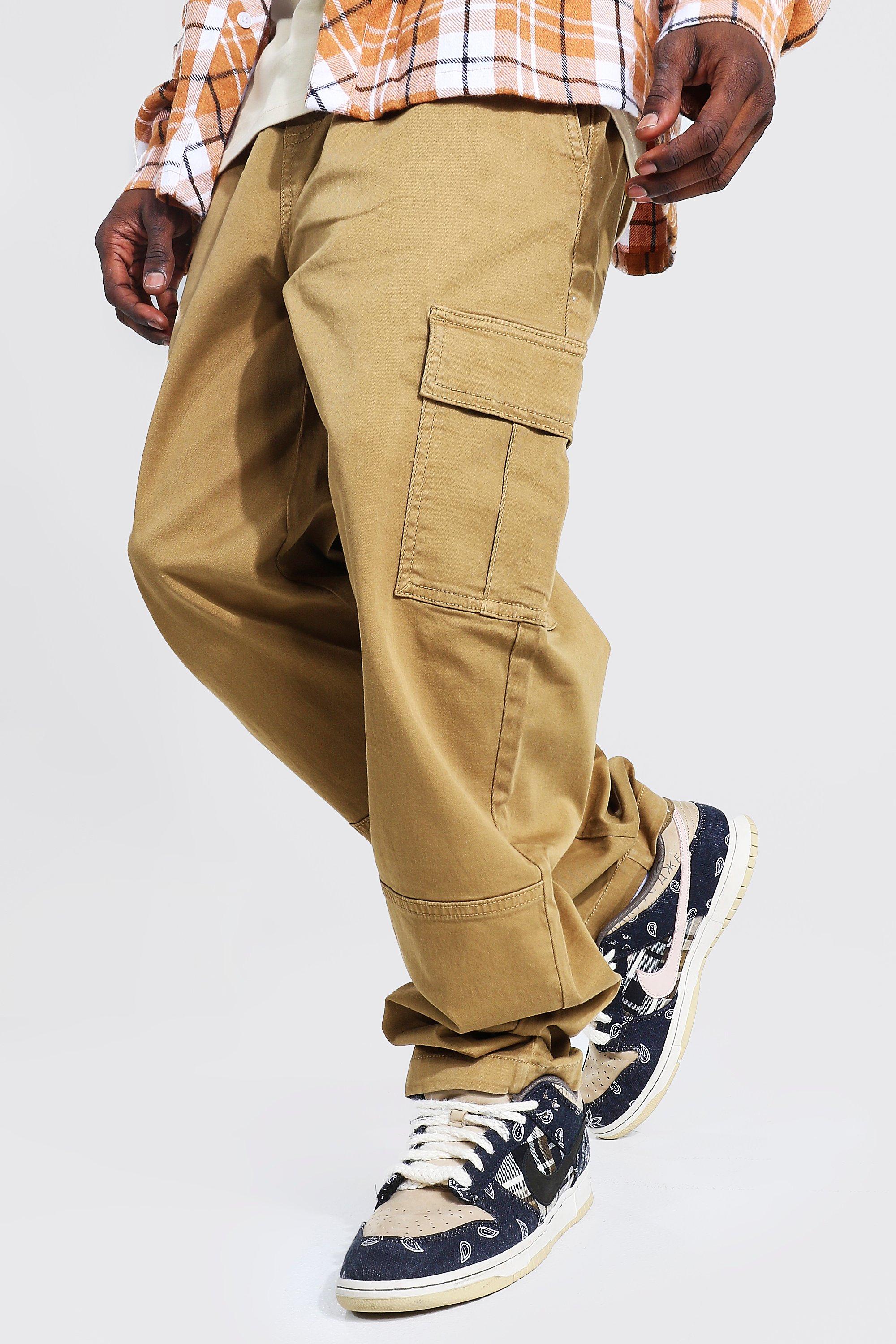 Straight Leg Garment Dyed Twill Cargo Pants | boohooMAN USA