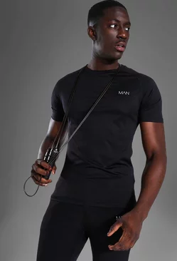 Black Man Active Gym Raglan Muscle Fit T-Shirt