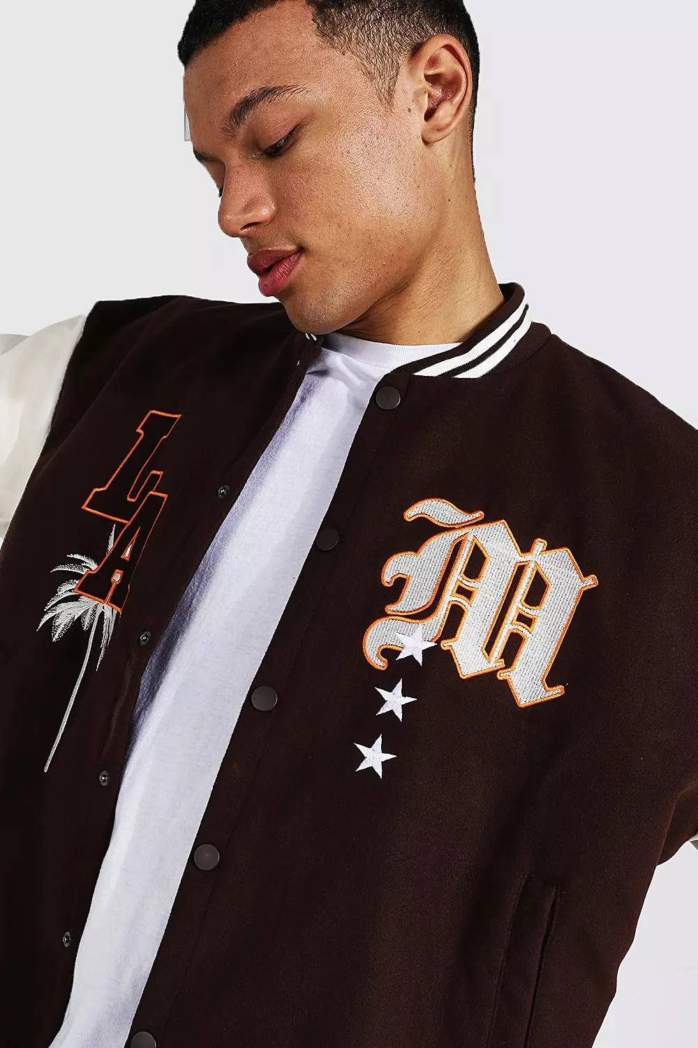 Tall Oversized La Varsity Bomber Jacket