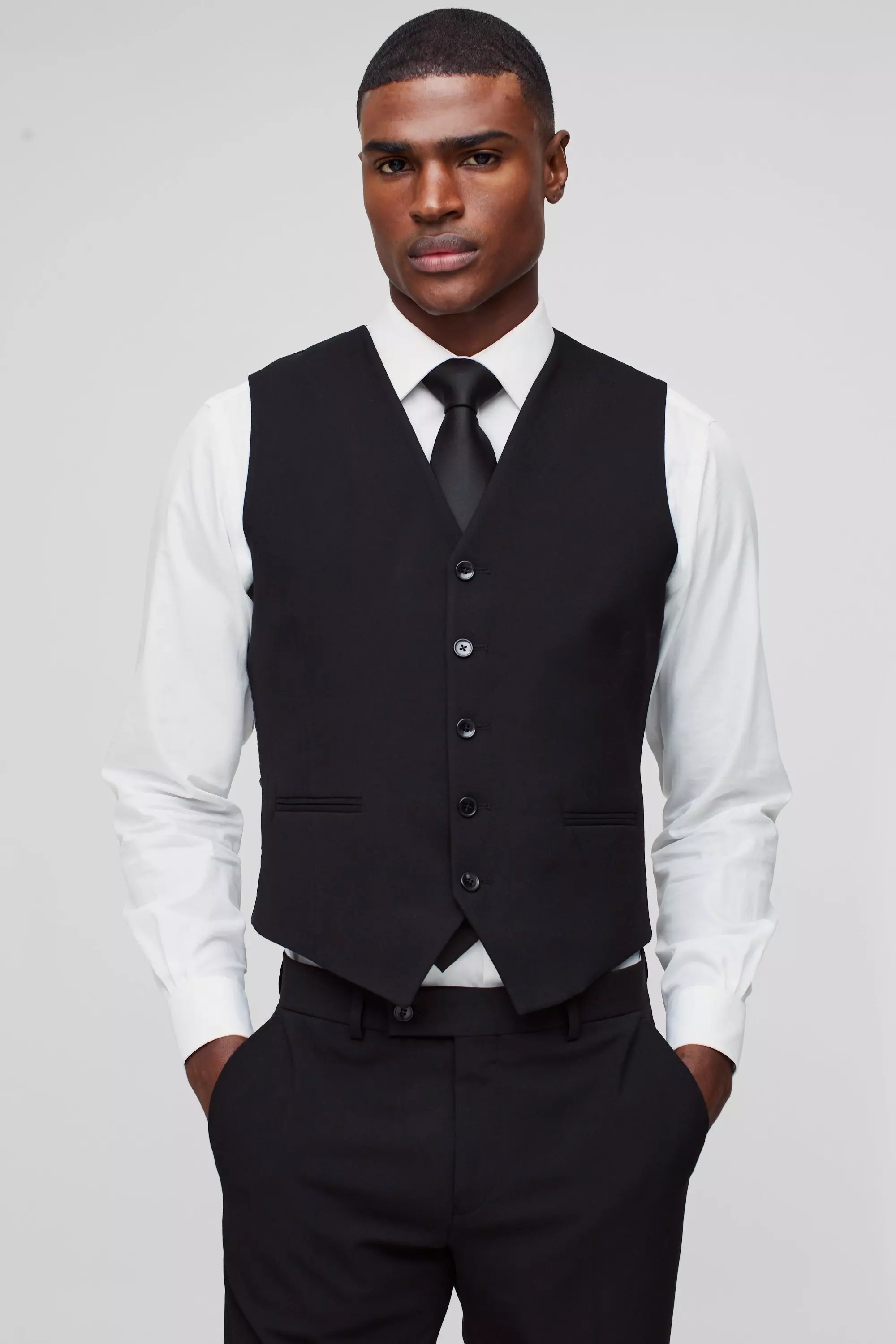 Black Zwarte Slim Fit Gilet alternatieve afbeelding