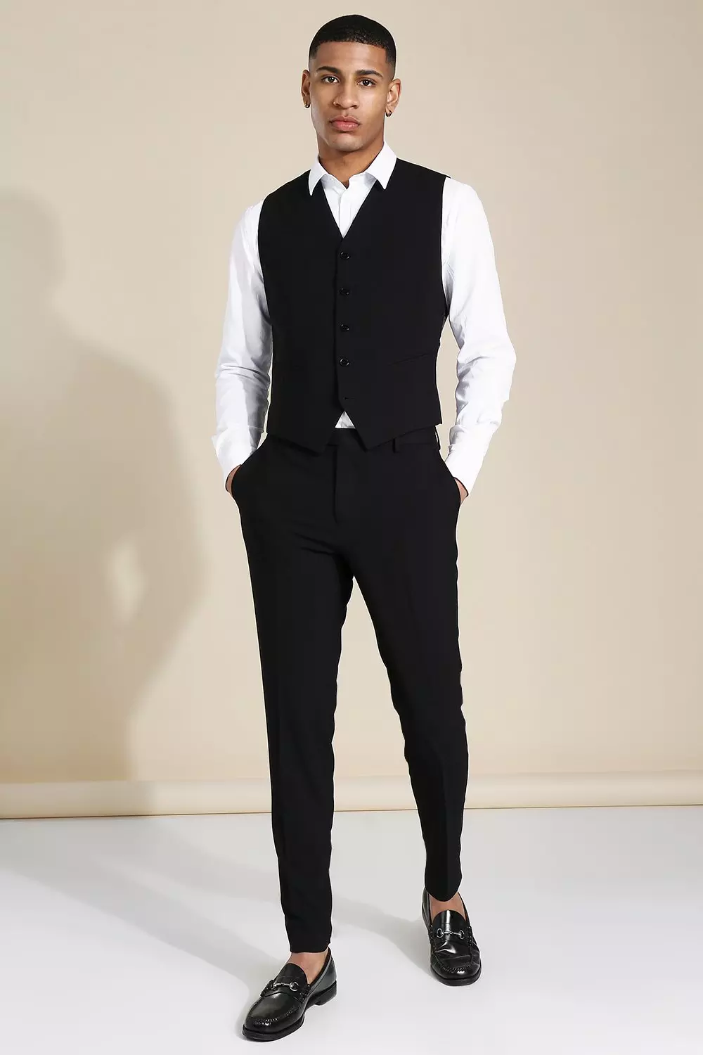Black Zwarte Slim Fit Gilet alternatieve afbeelding