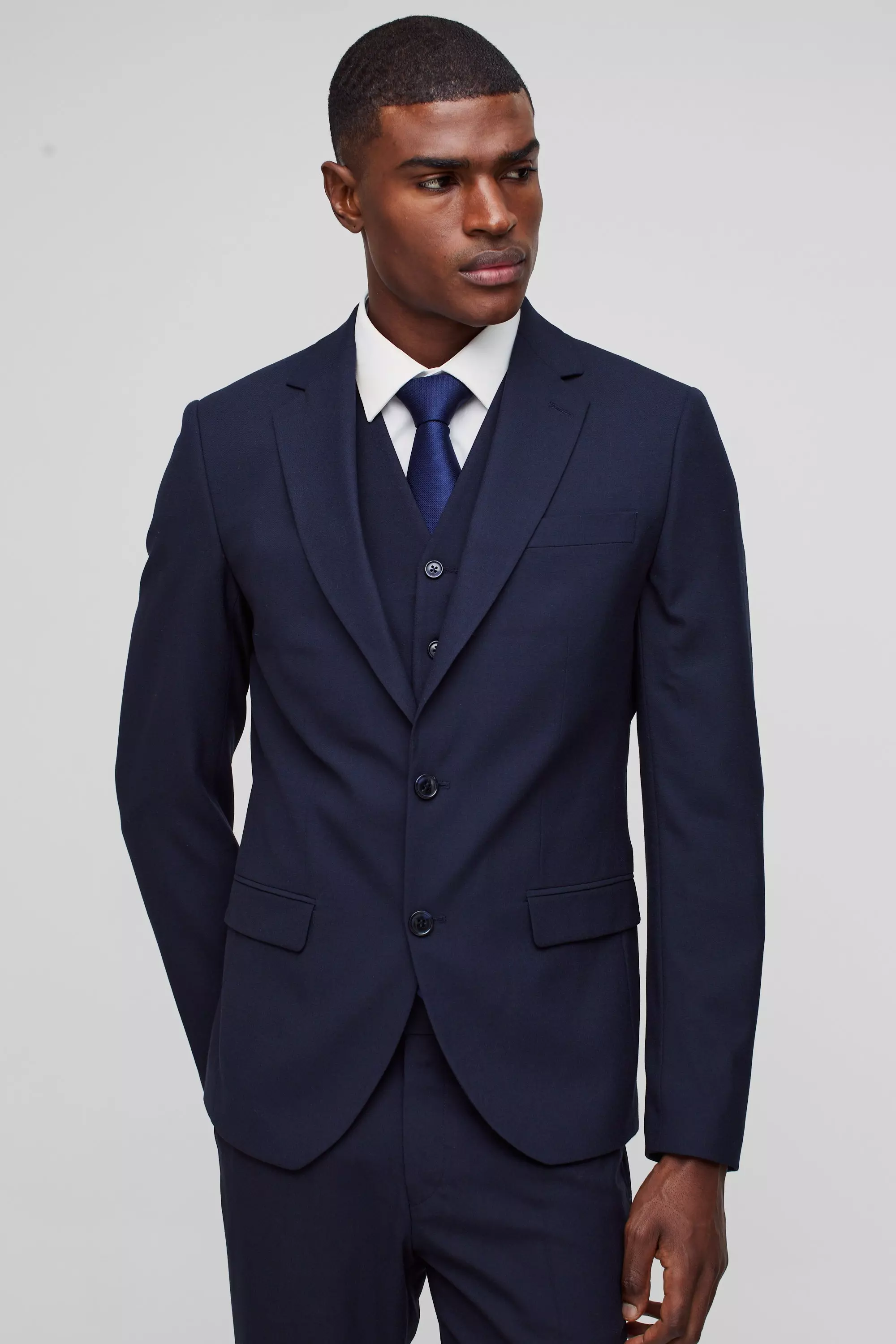 Slim Navy Single Breasted Jacket alternative image