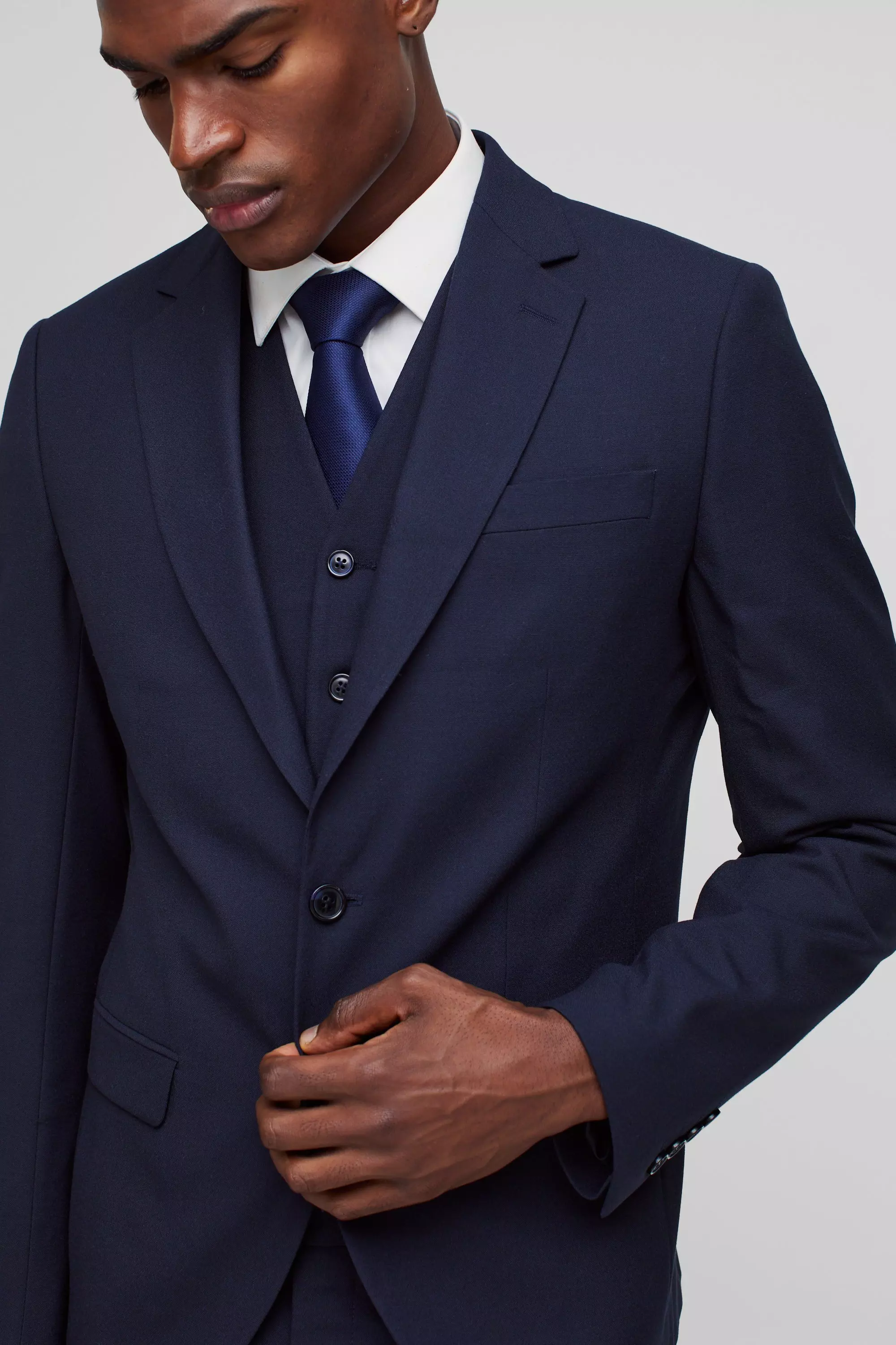 Slim Navy Single Breasted Jacket alternative image