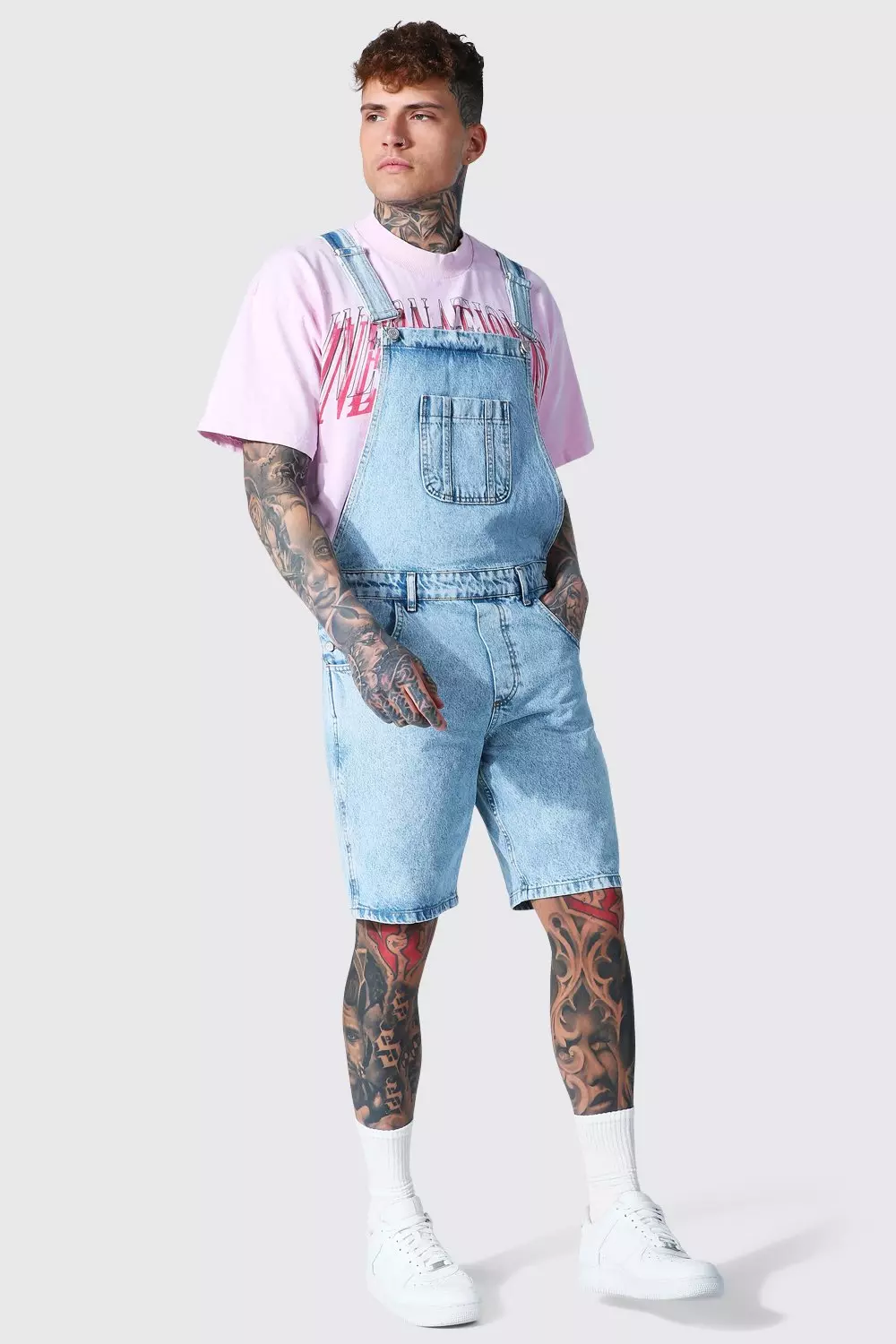 Ice blue Relaxed Fit Short Dungaree alternative image