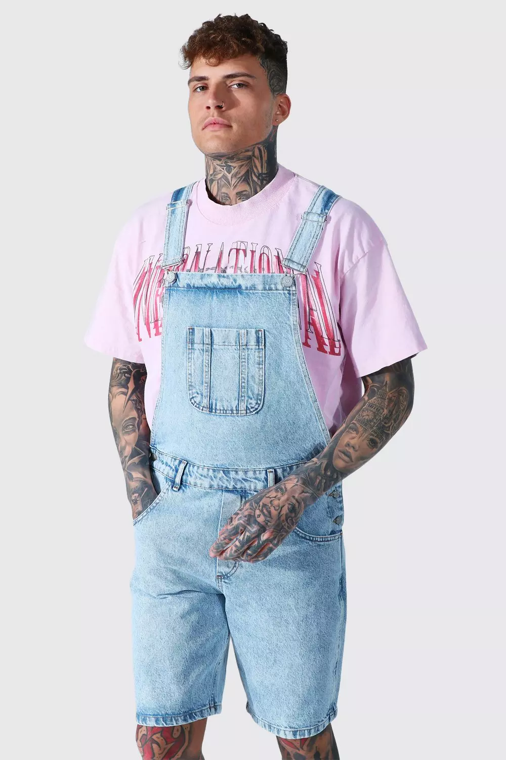 Ice blue Relaxed Fit Short Dungaree alternative image