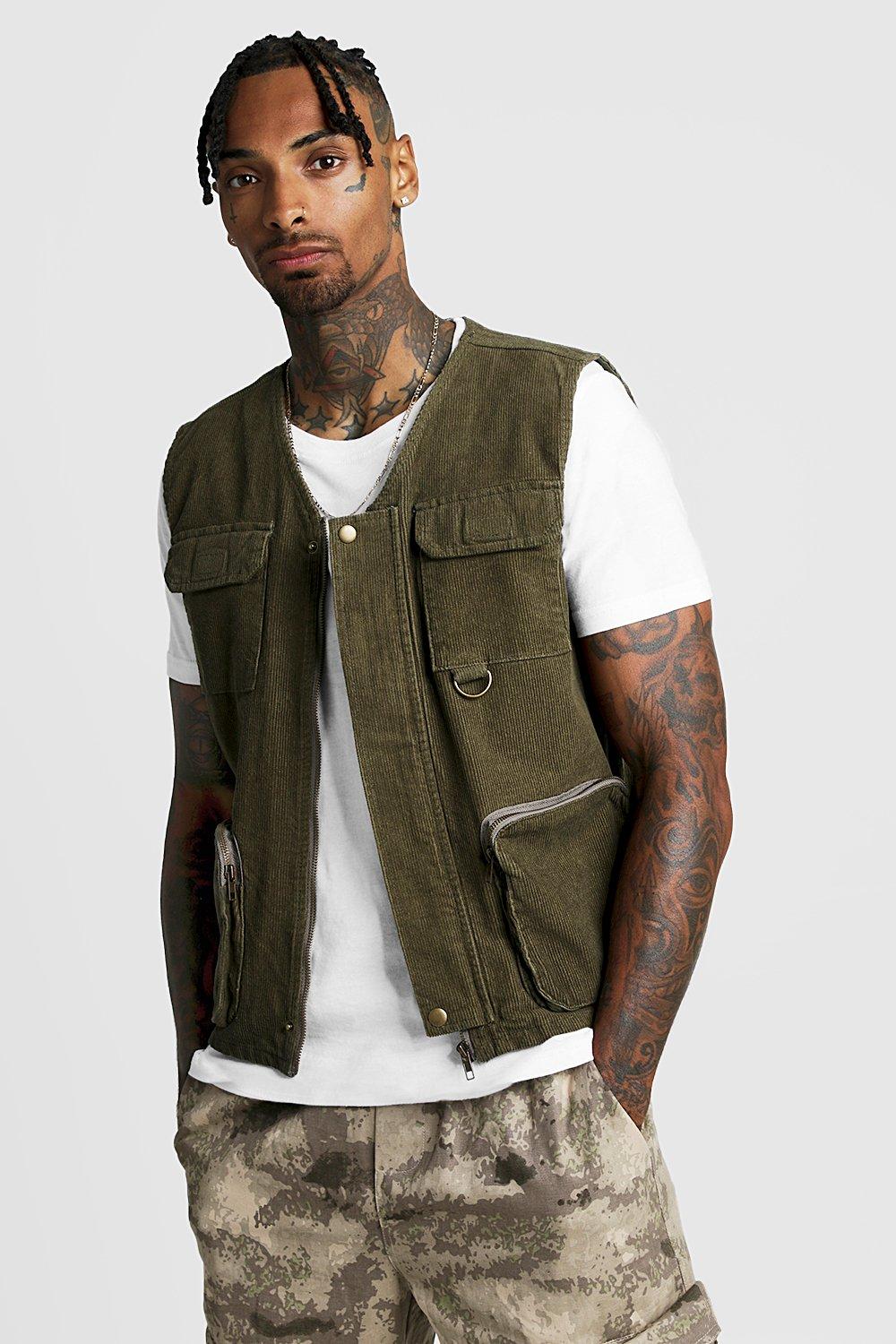 Cord Utility Vest | boohooMAN USA