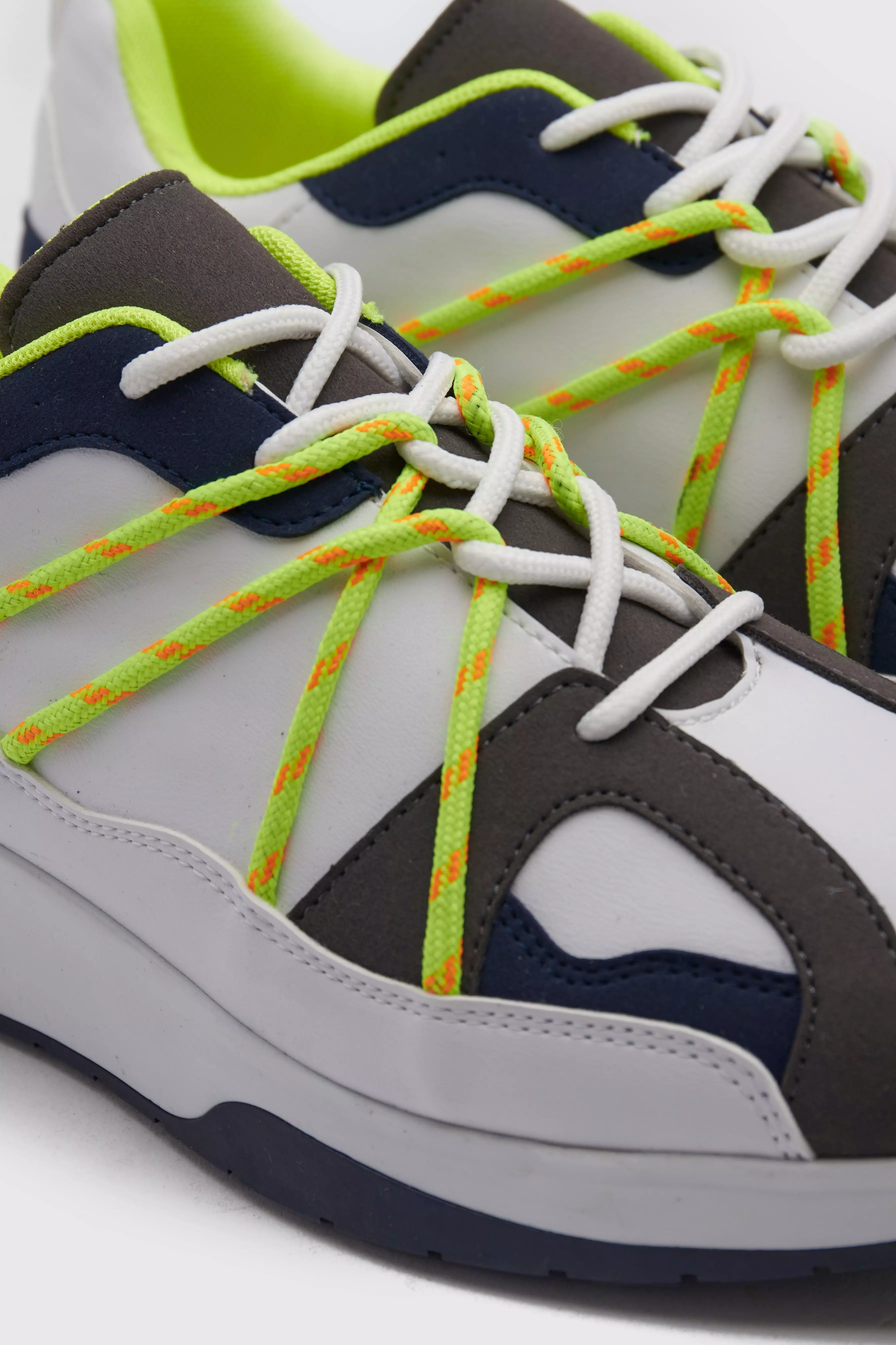 Neon Yellow Bungee Cord Chunky Sneakers boohooMAN USA