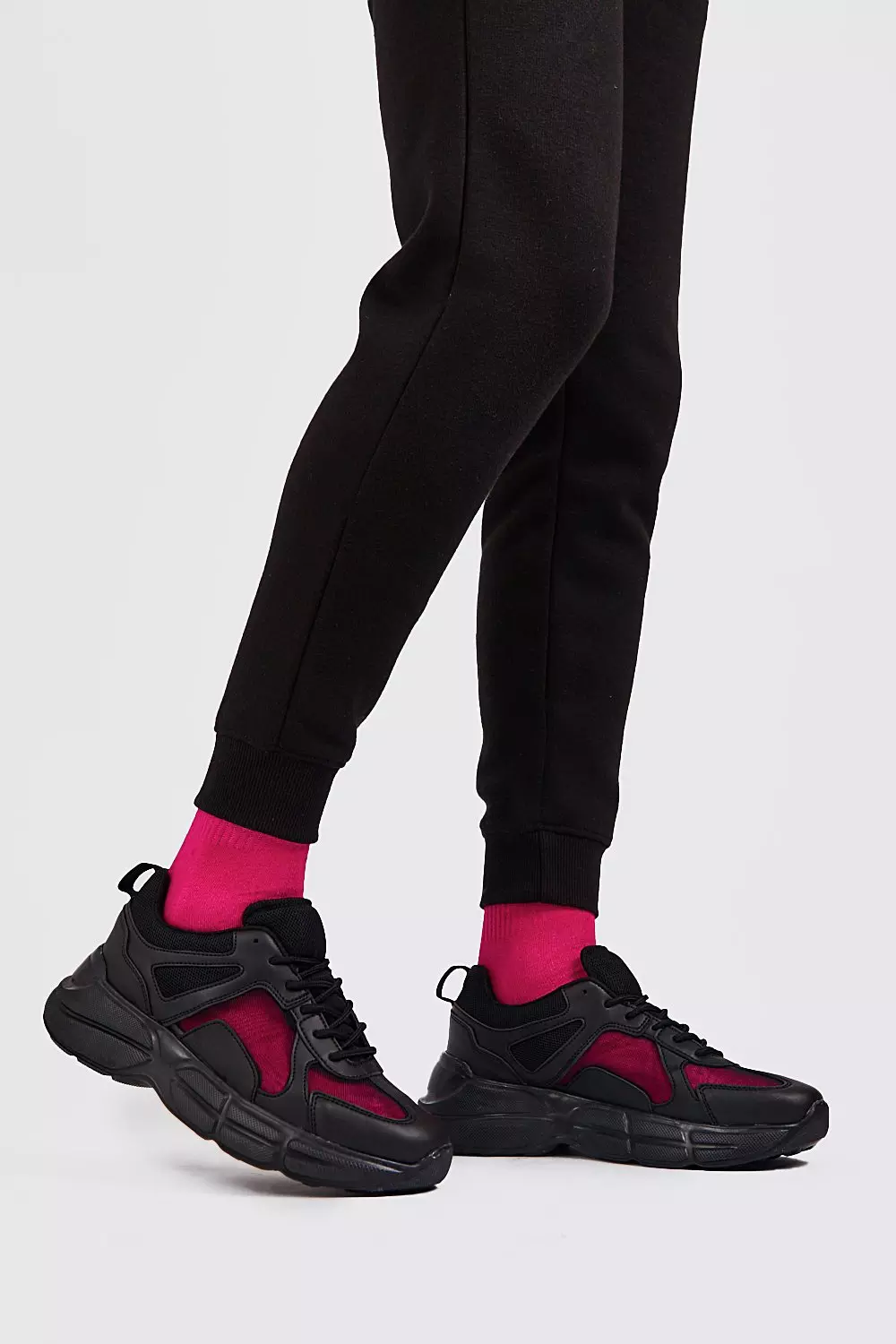 Black See Through Panel Chunky Trainers boohooMAN