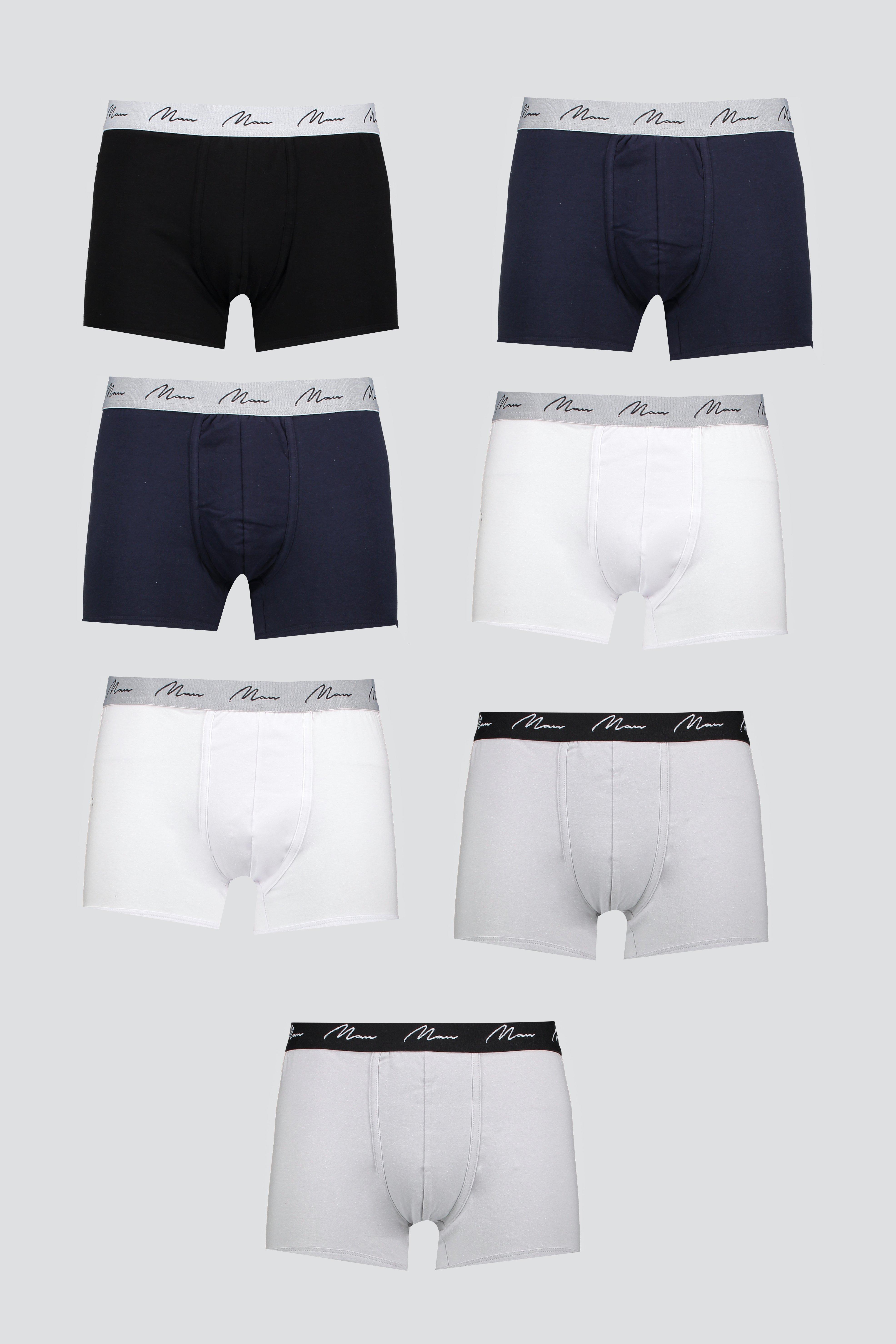 Plus Size 7 Pack MAN Script Mixed Boxers | boohooMAN UK