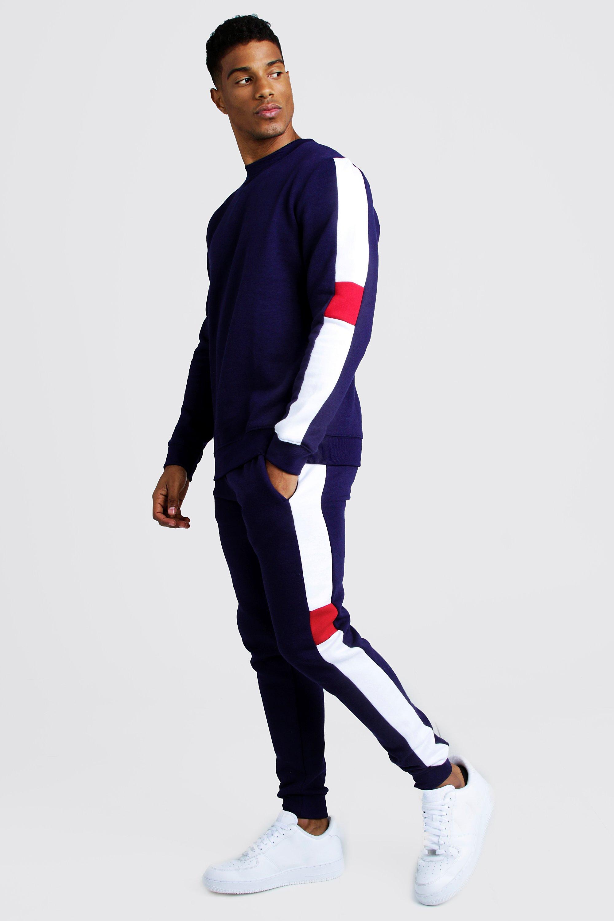 boohooman navy tracksuit