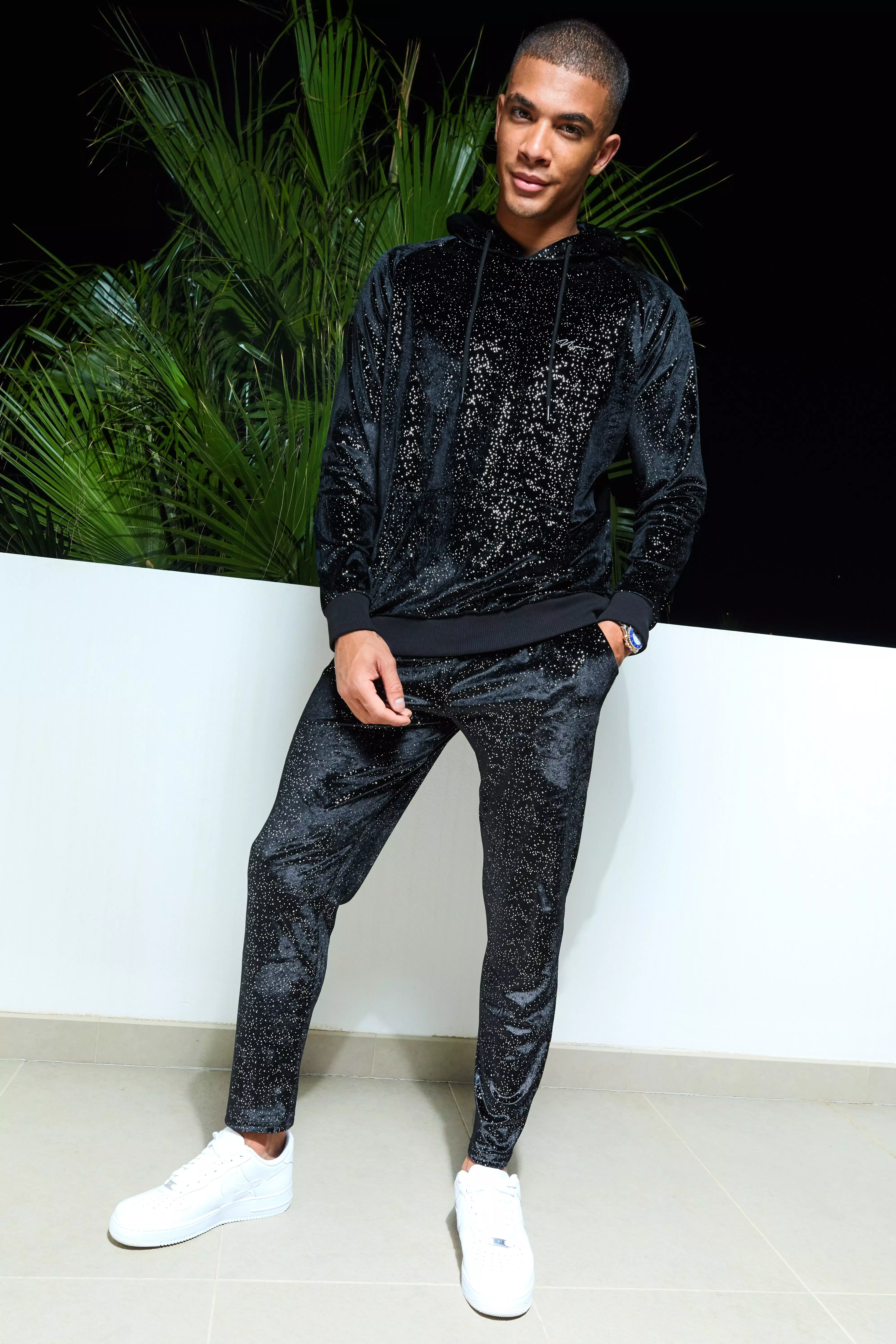 MAN Signature Velour Silver Metallic Tracksuit alternative image