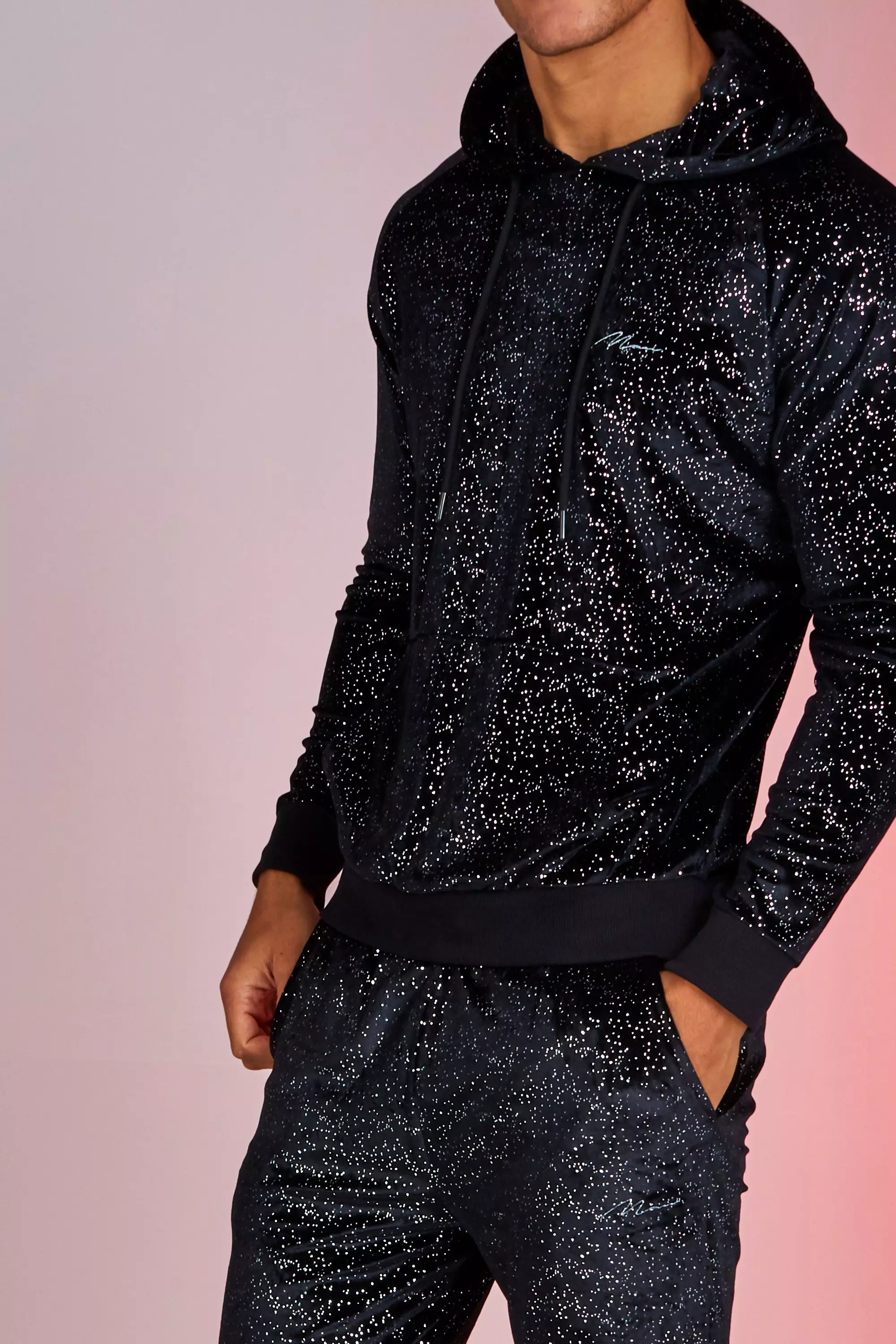 MAN Signature Velour Silver Metallic Tracksuit alternative image