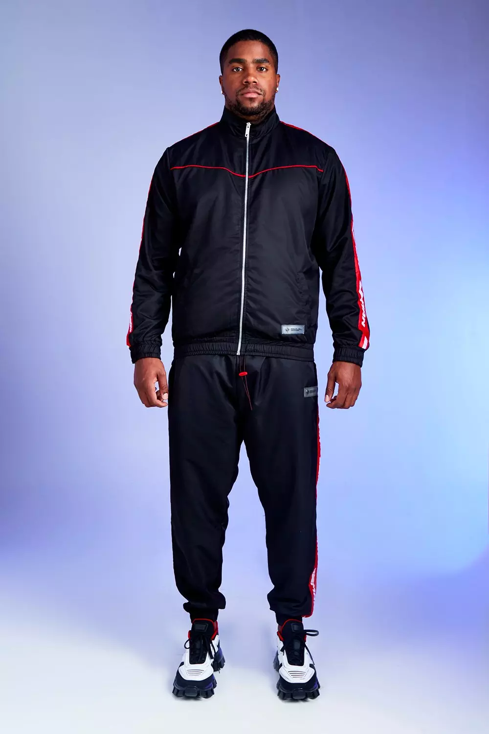 Deno Driz Shell Tracksuit With Red MAN Tape alternative image