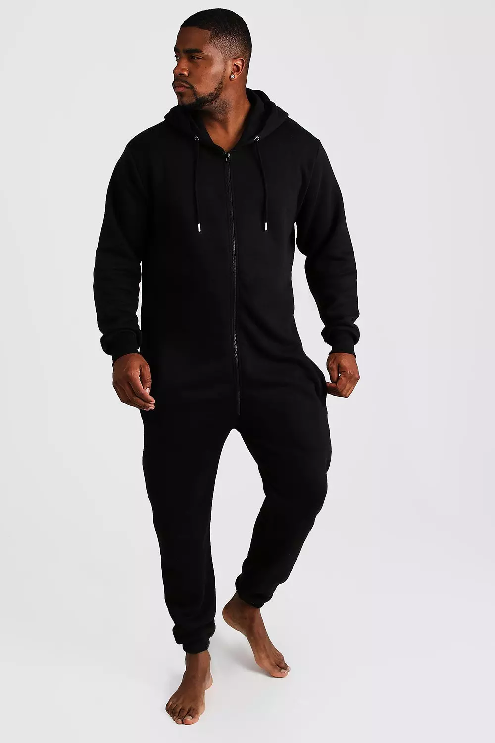 Plus Size Zip Through Hooded Onesie boohooMAN UK