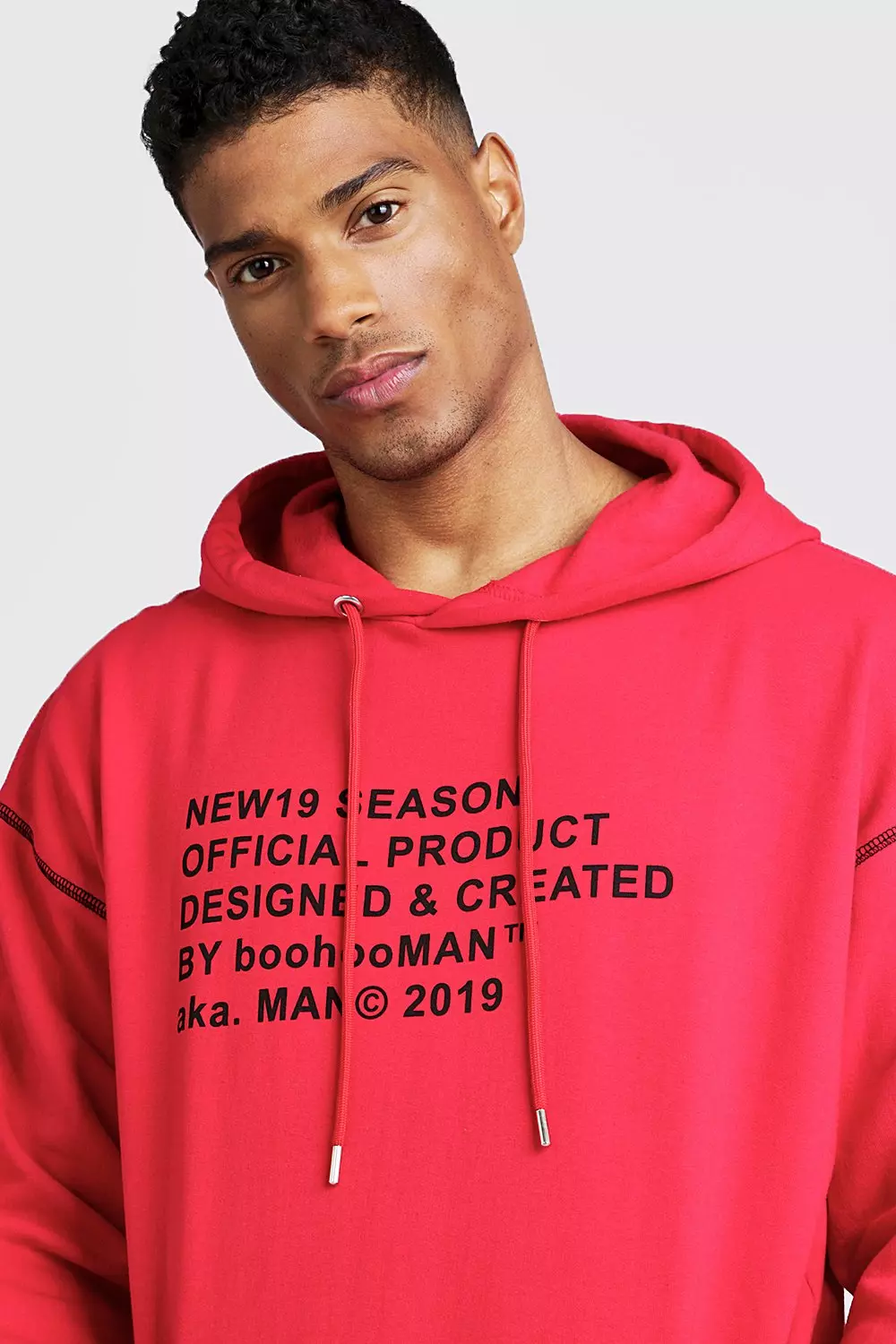 Boohooman red hoodie hotsell