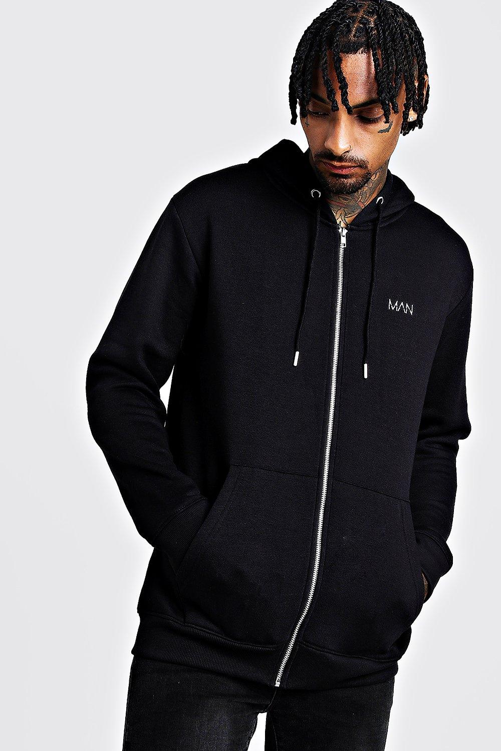 black longline zip through hoodie