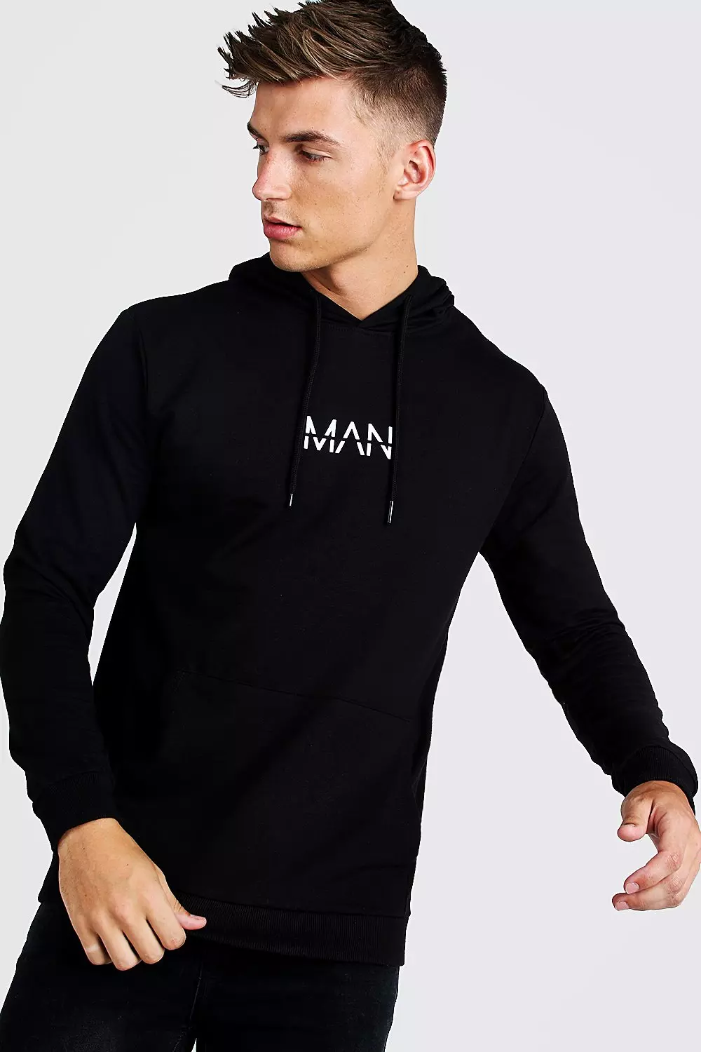 Black muscle fit hoodie hotsell