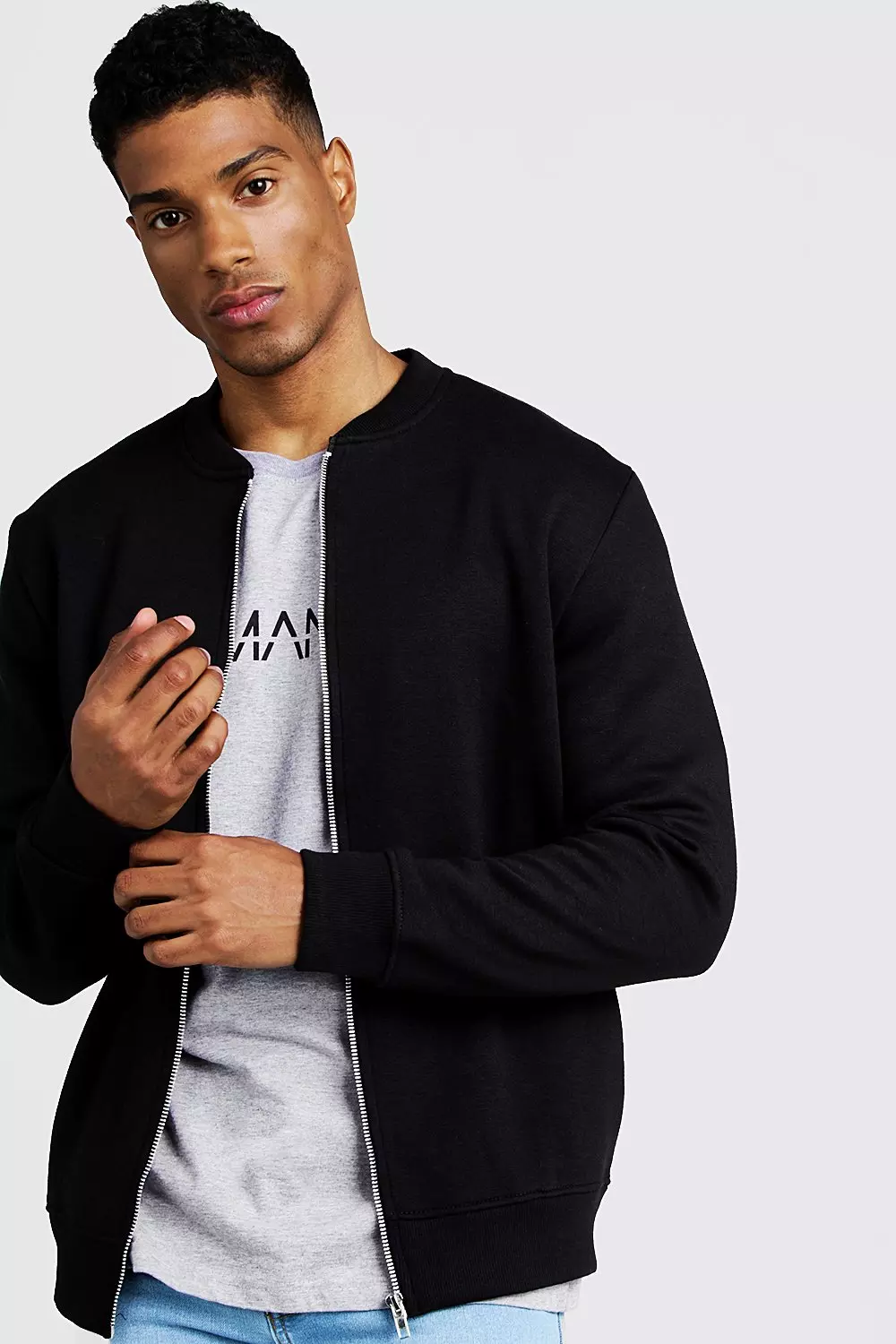 Jersey Bomber Jacket boohooMAN UK