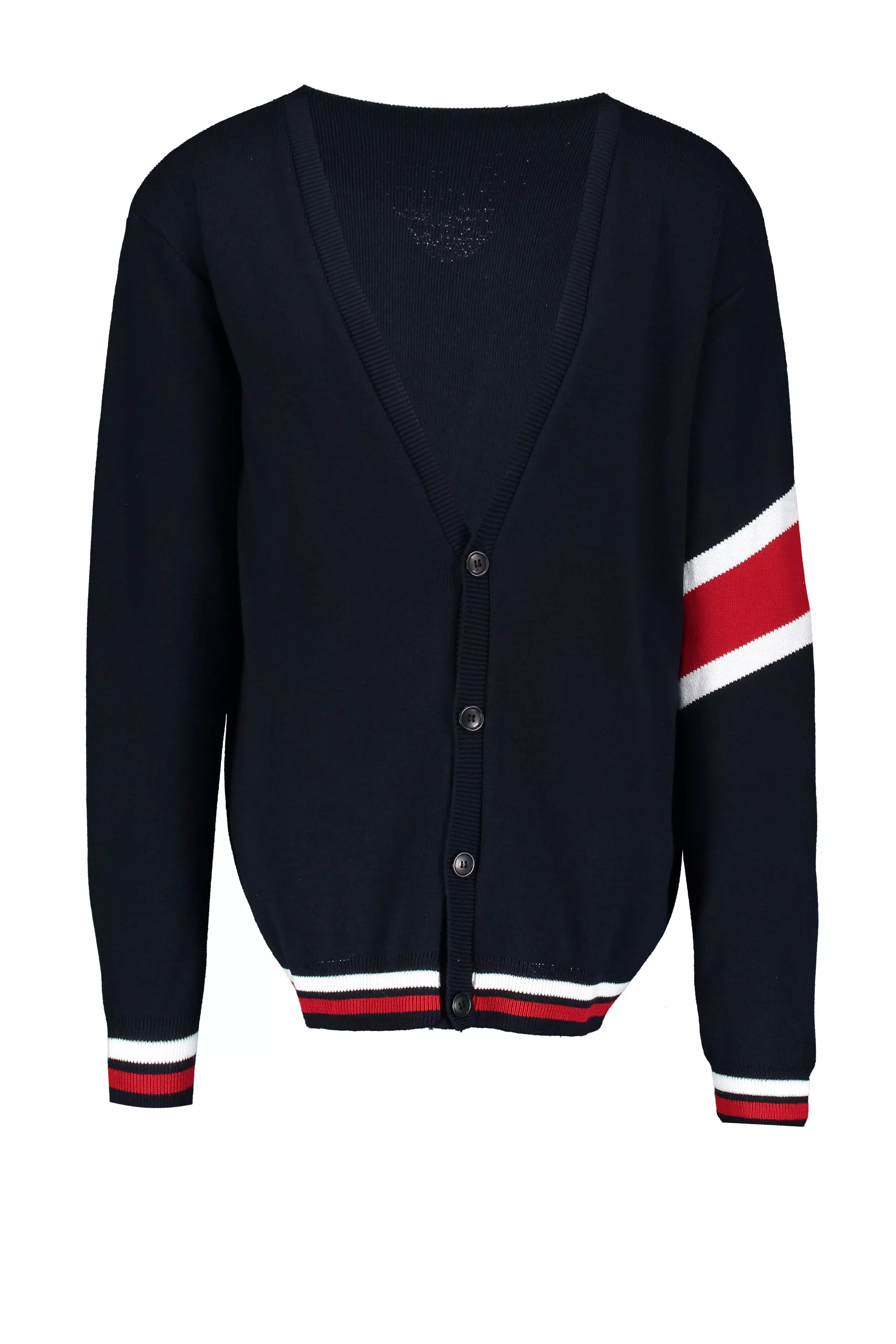 Plus Size Varsity Arm Stripe Knitted Cardigan boohooMAN