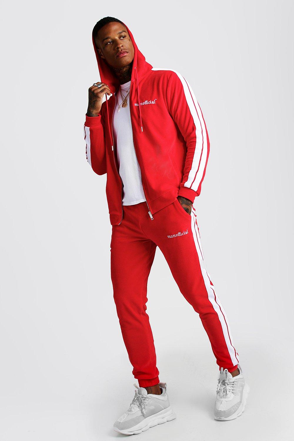 red velour joggers