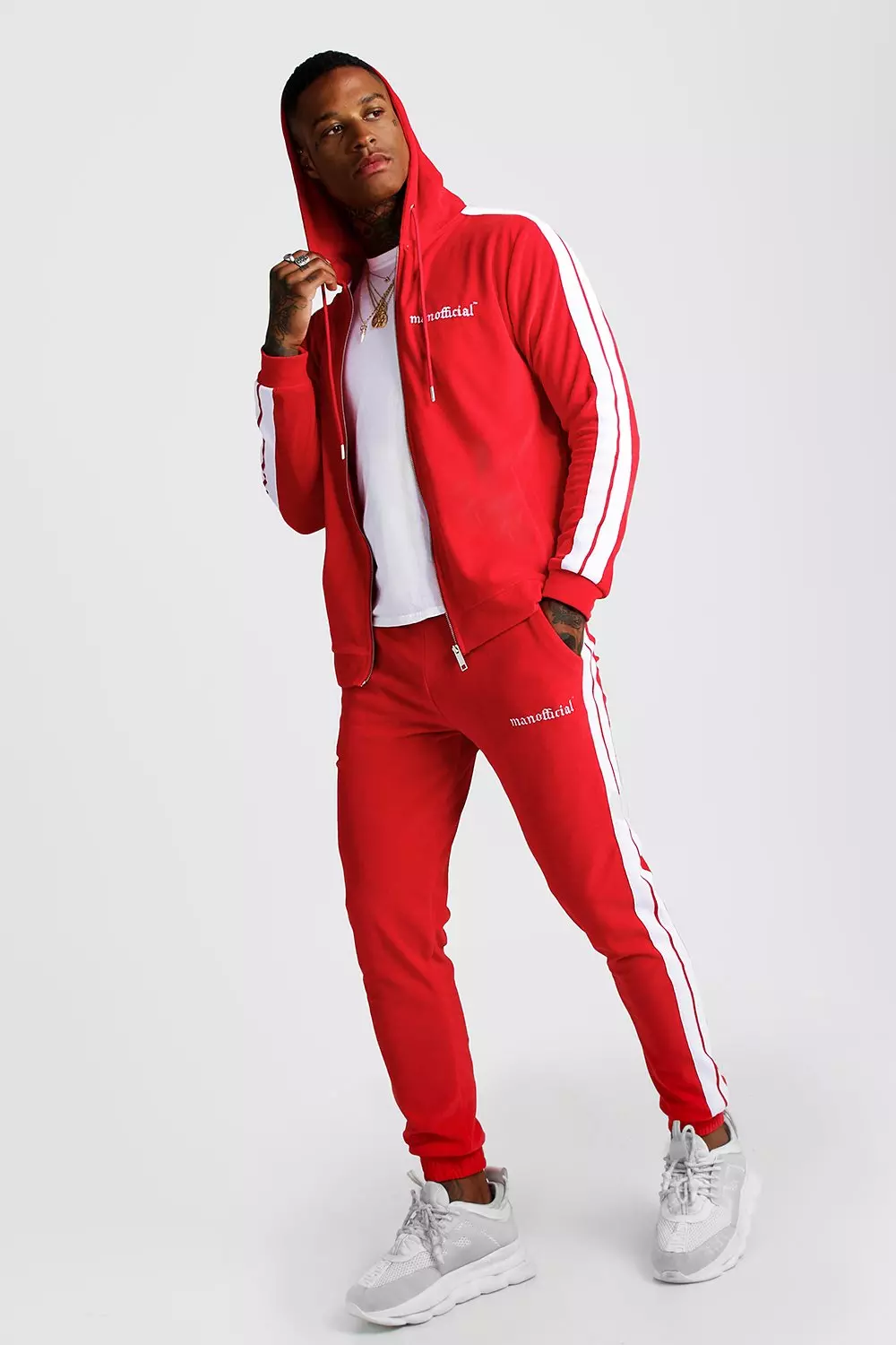 Boohooman velour tracksuit online