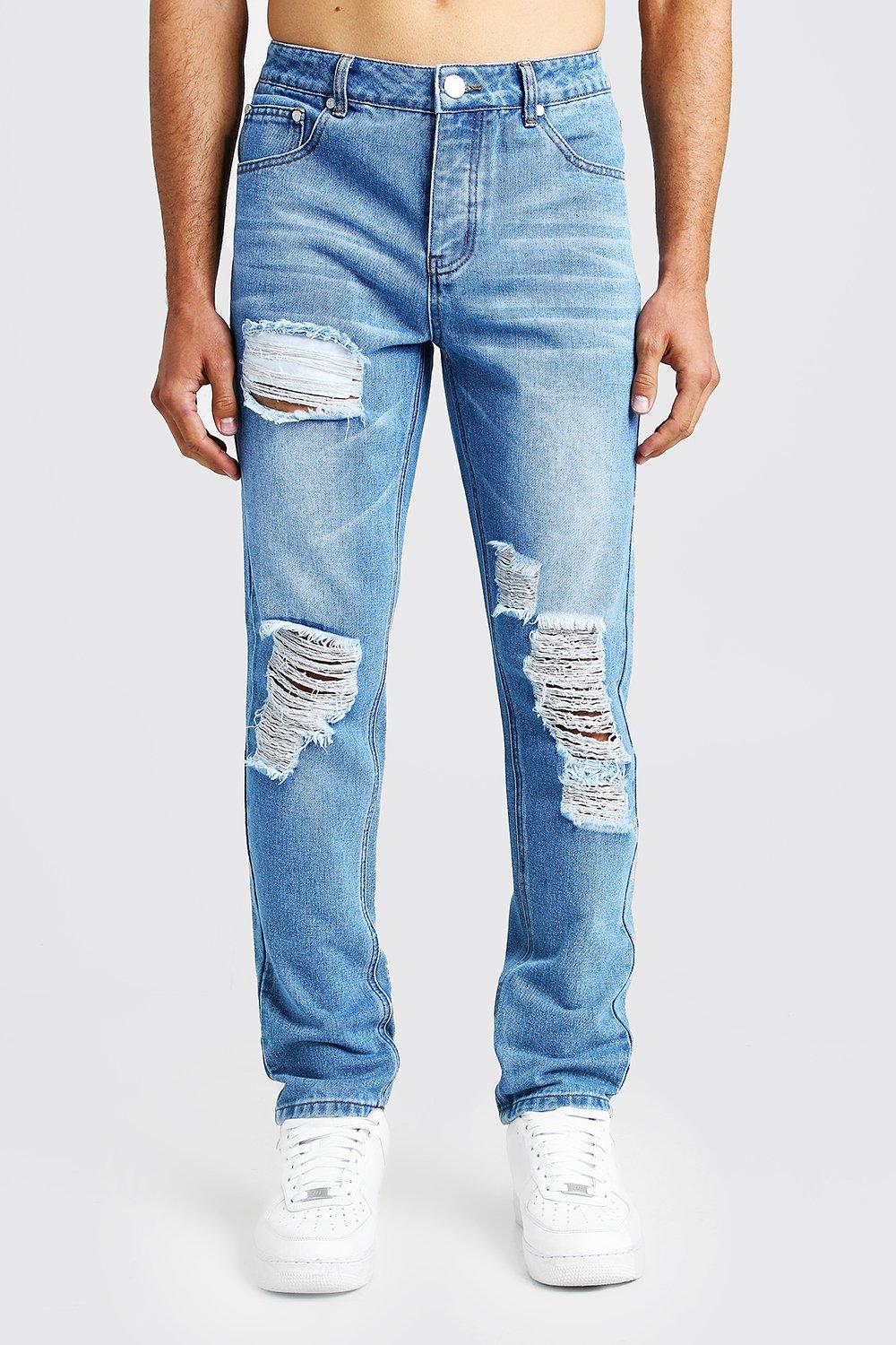 Slim Fit Rigid Distressed Denim Jeans Boohooman