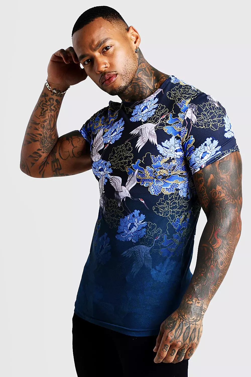 Tシャツ・カットソー HUECLOSET Cool Ever Muscle Fit Denim Shirt ZOKOL Men Gym T-Shirt High Elasticity Bodybuilding Fitness