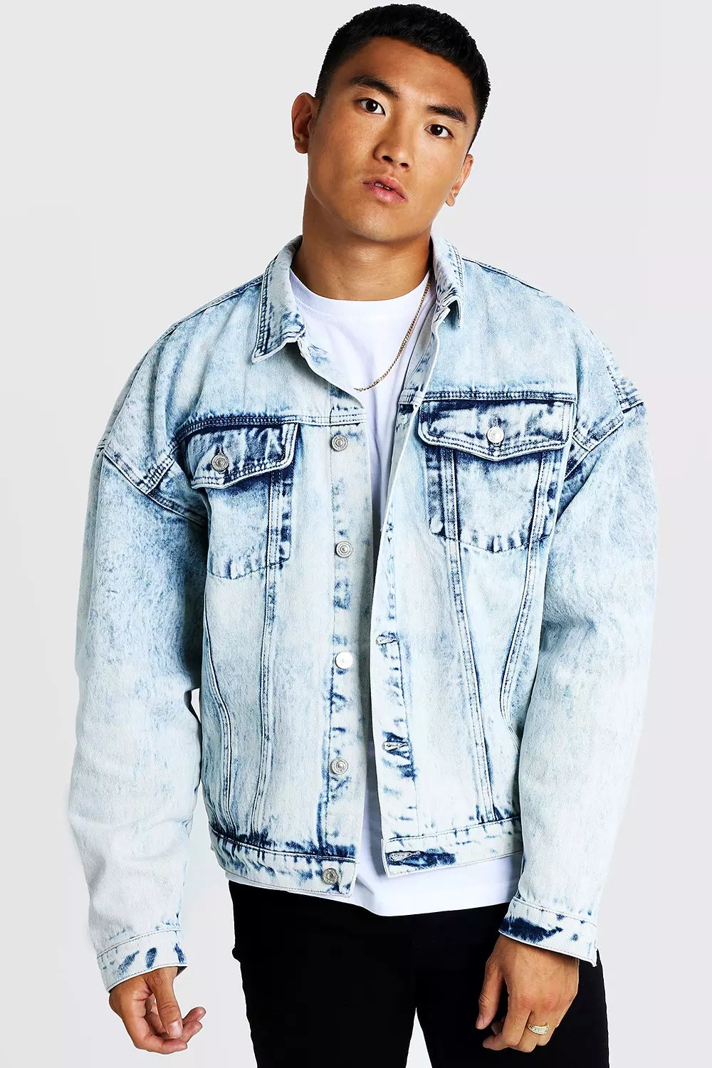 Oversized acid wash denim jacket deals