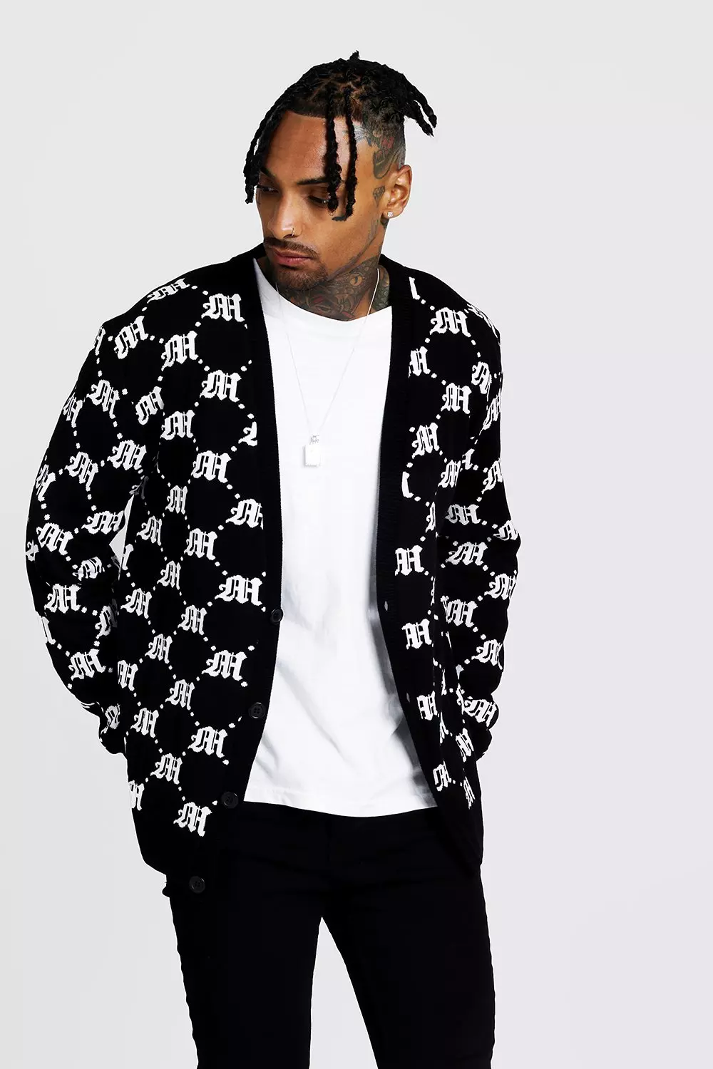 Oversized Gothic M All Over Print Knitted Cardigan alternative image
