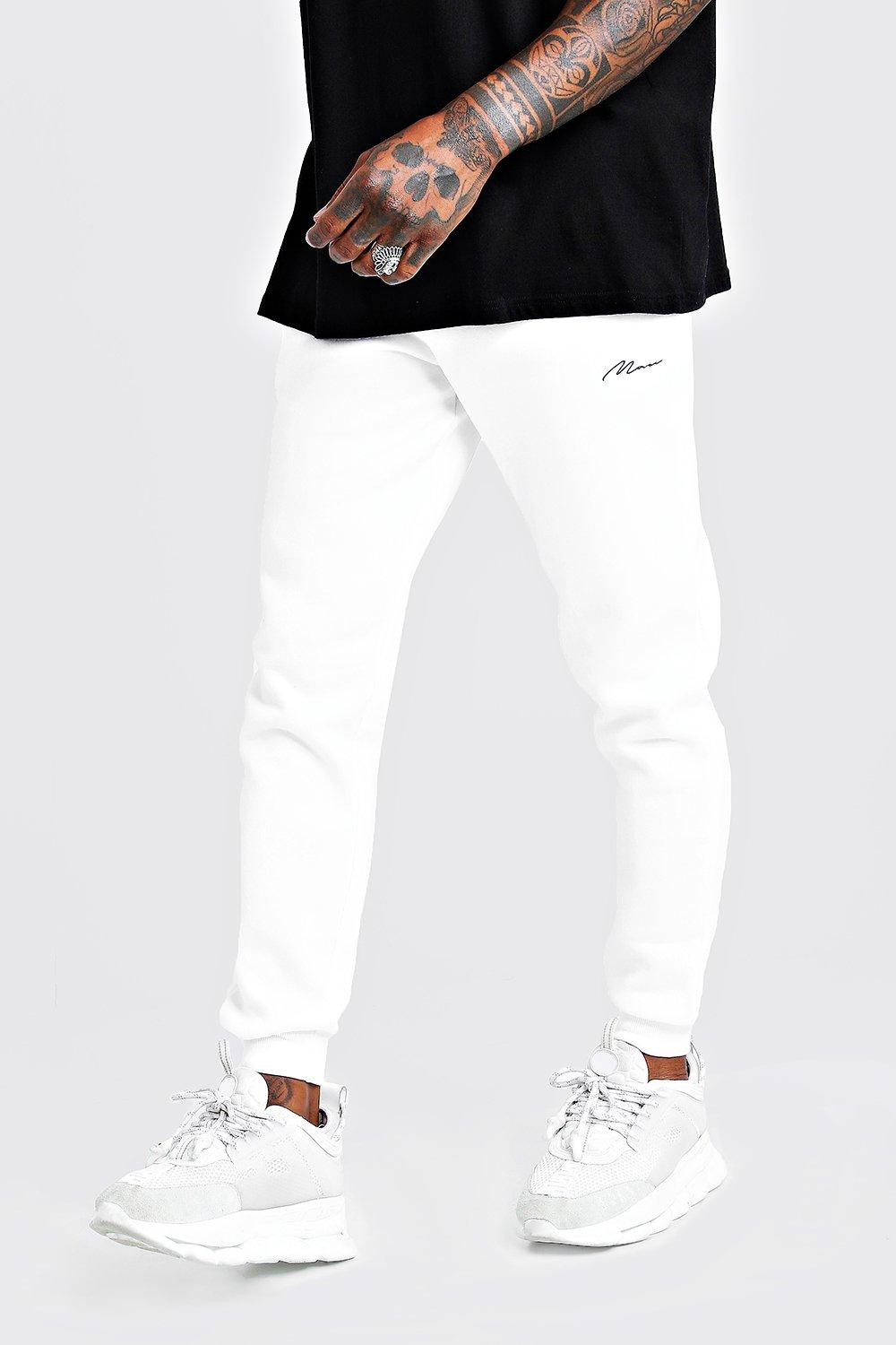 white slim fit joggers