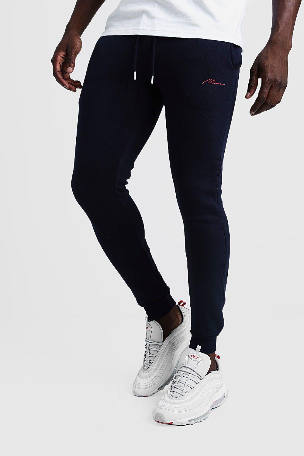 boohooman navy joggers