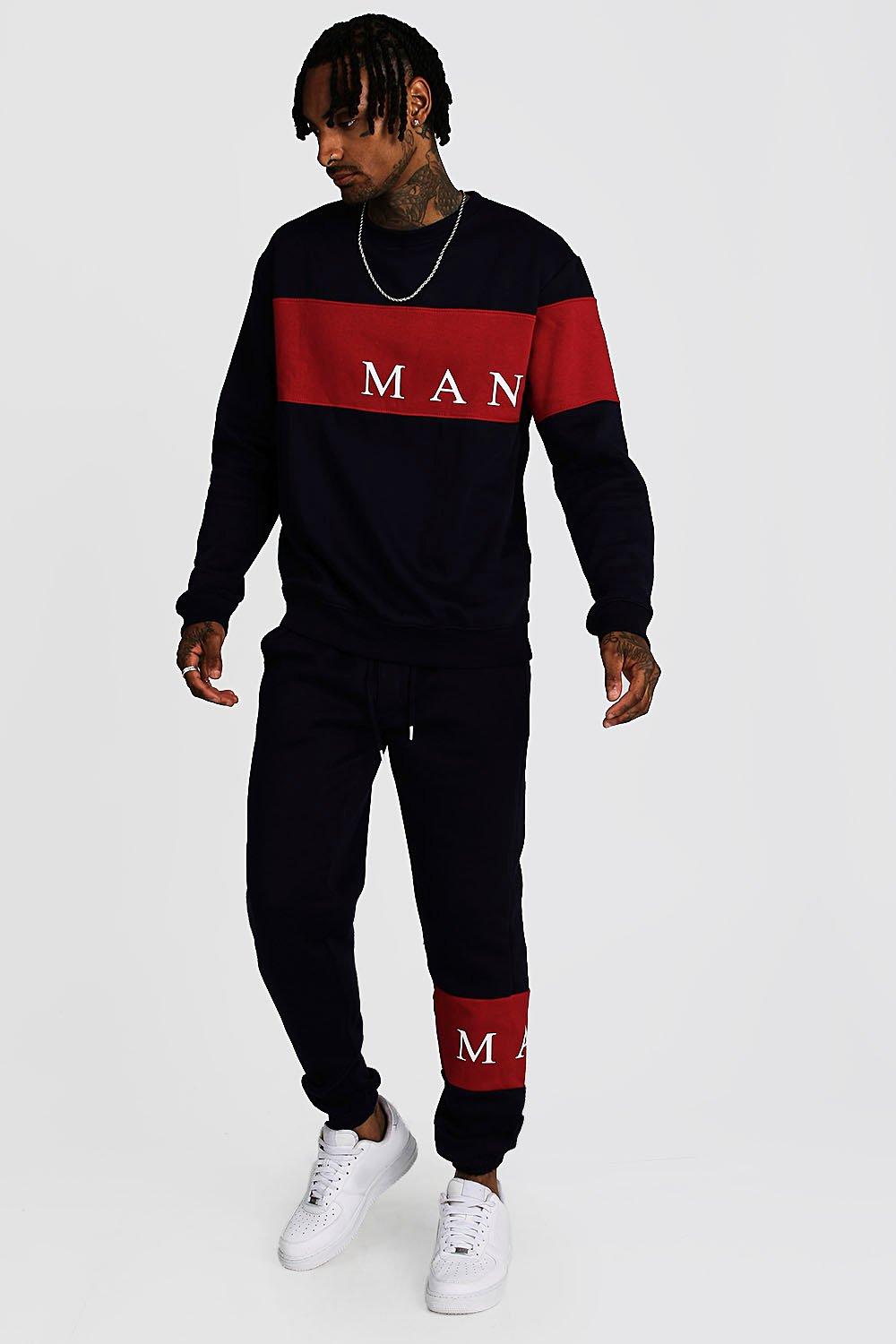 boohooman navy tracksuit