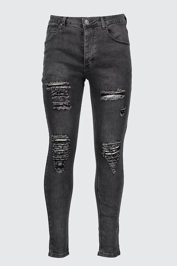 Super Skinny Jeans With All Over Rips | boohooMAN USA Super Skinny Jeans With All Over Rips | boohooMAN USA