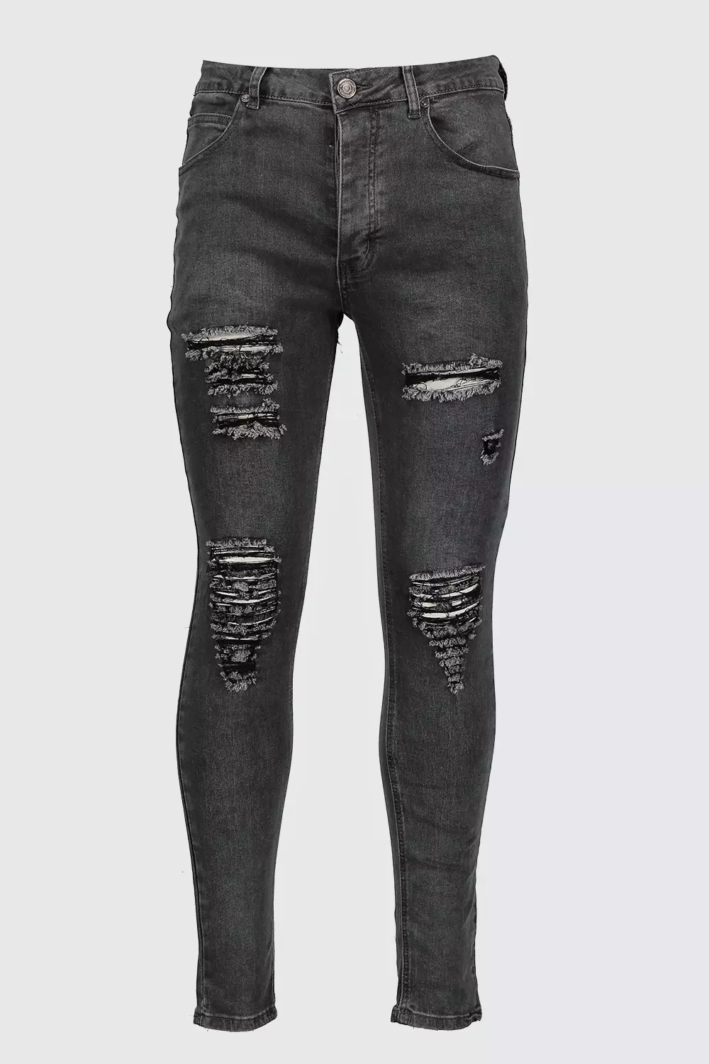 Super Skinny Jeans With All Over Rips | boohooMAN USA
