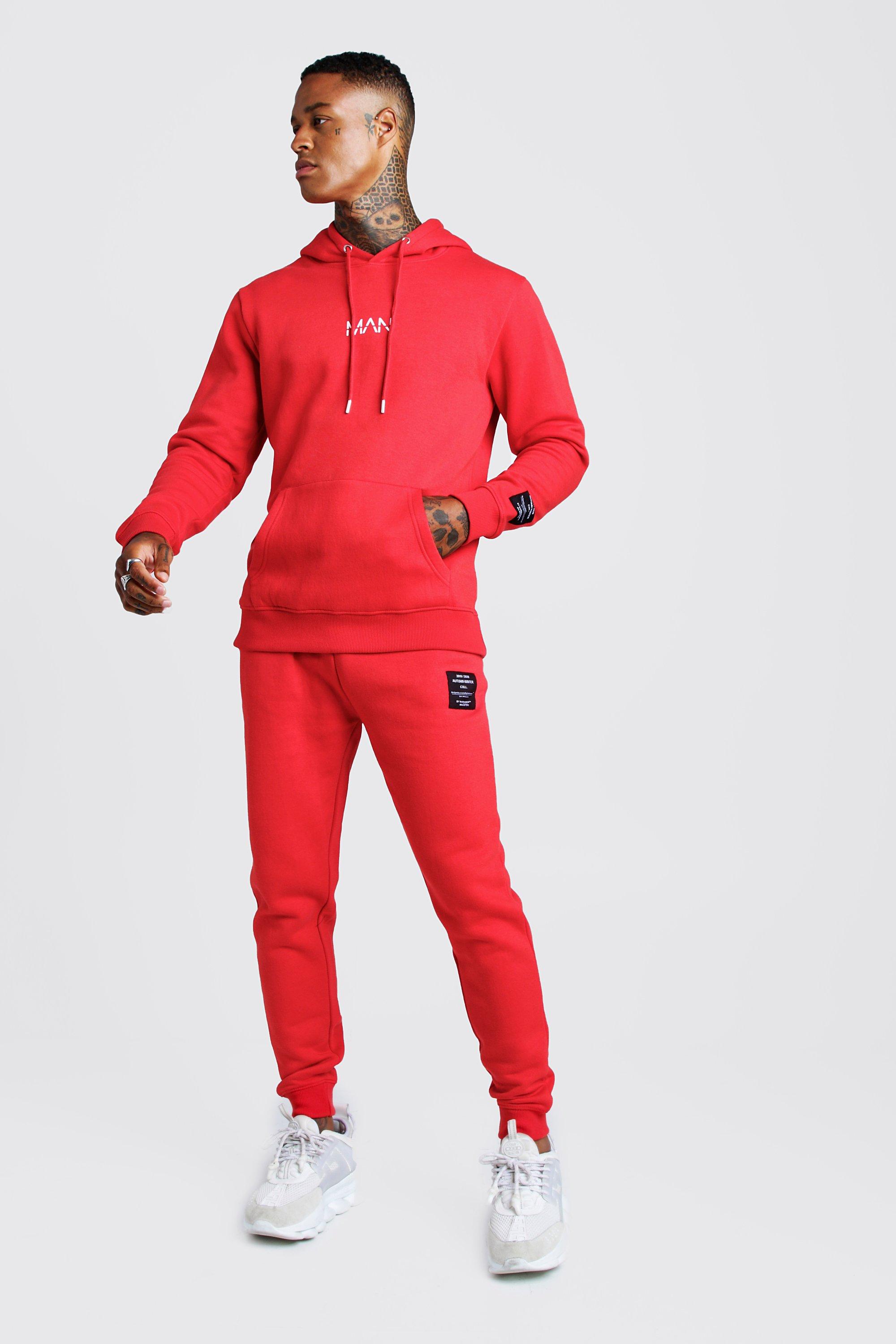 boohooman tracksuit red