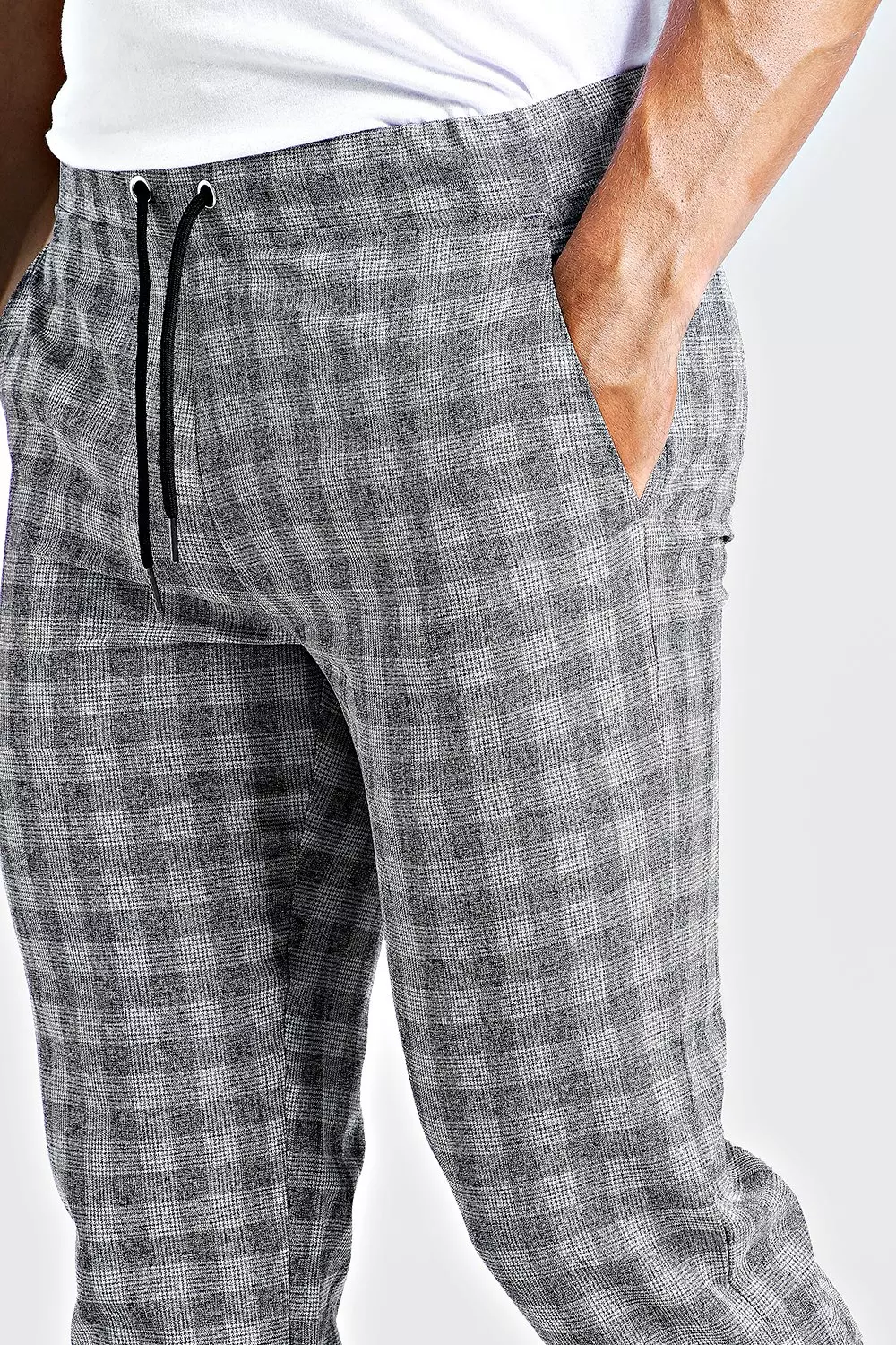 Boohooman smart checked jogger online